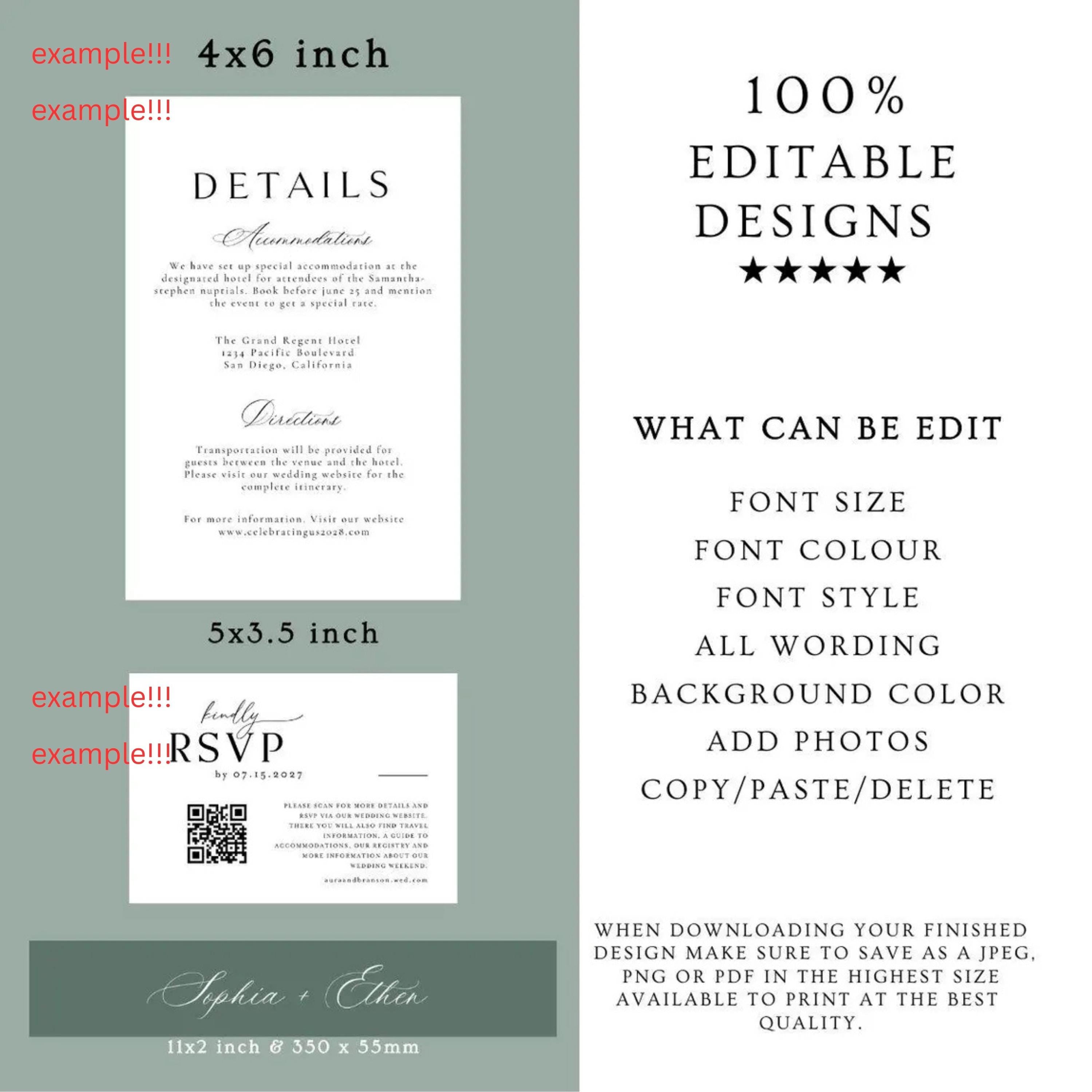 Custom Wedding Venue Line Art Invitation: DIY Canva Template (RSVP ,Details,include) (Digital Download)