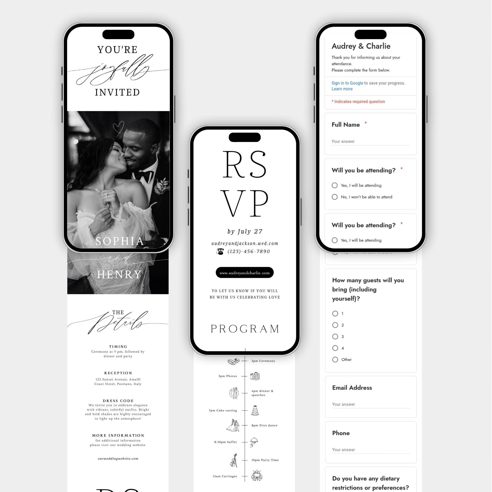 Digital Wedding Invitation Website: Editable Canva Template with RSVP