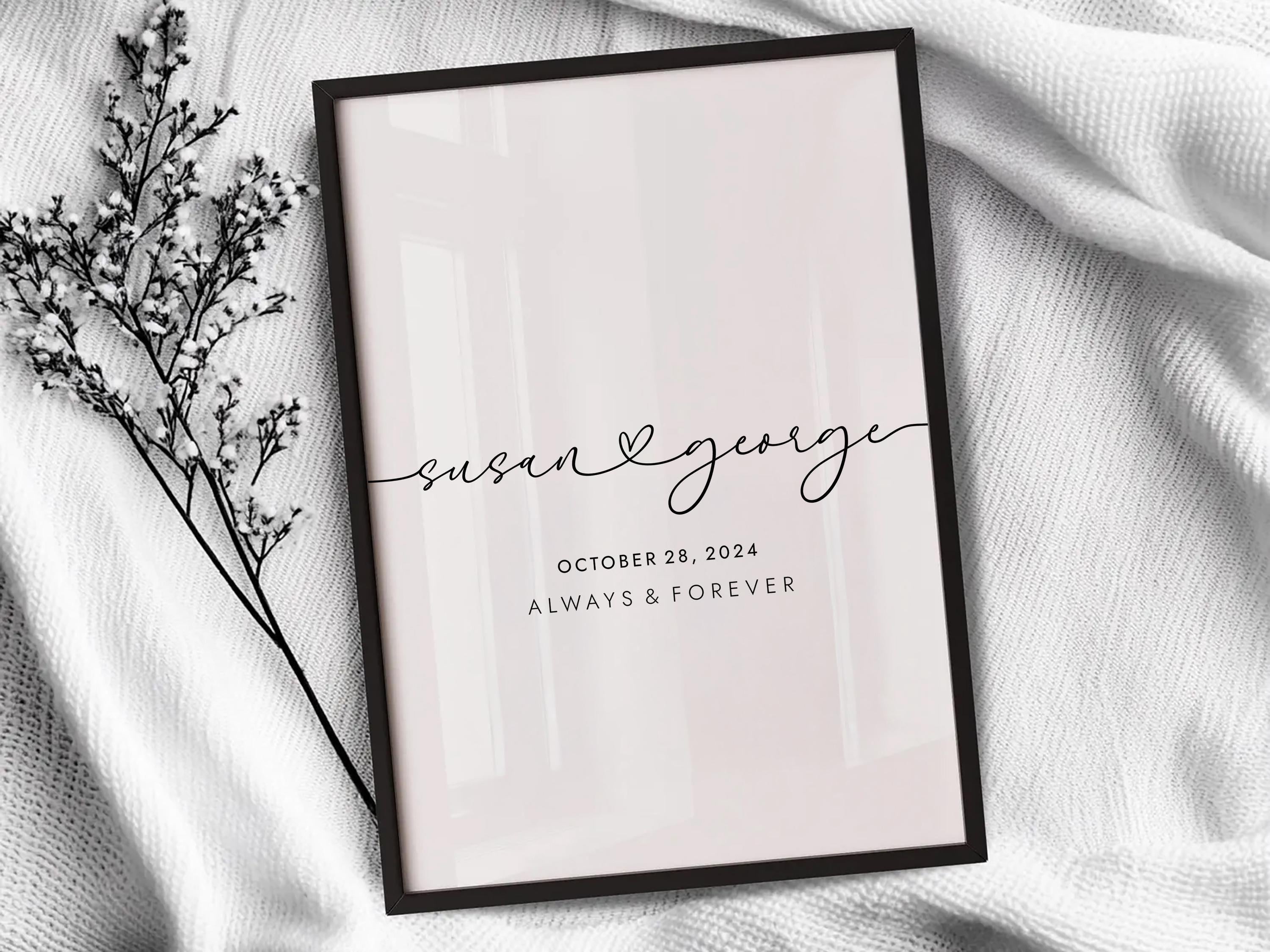 Couple Names Printable - Personalized Anniversary Wall Art