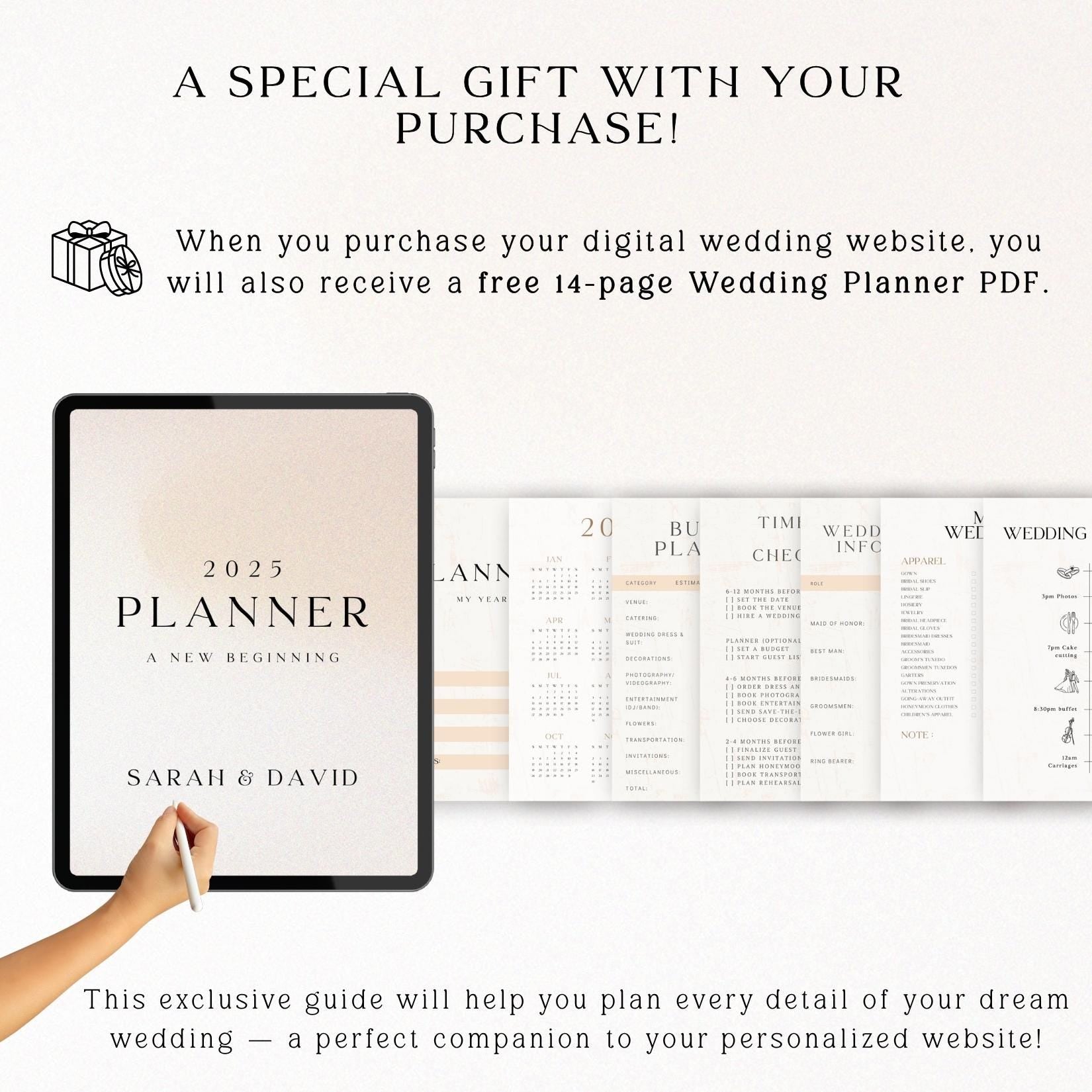 Digital Wedding Invitation Website: RSVP, Map, Countdown (Canva Template)