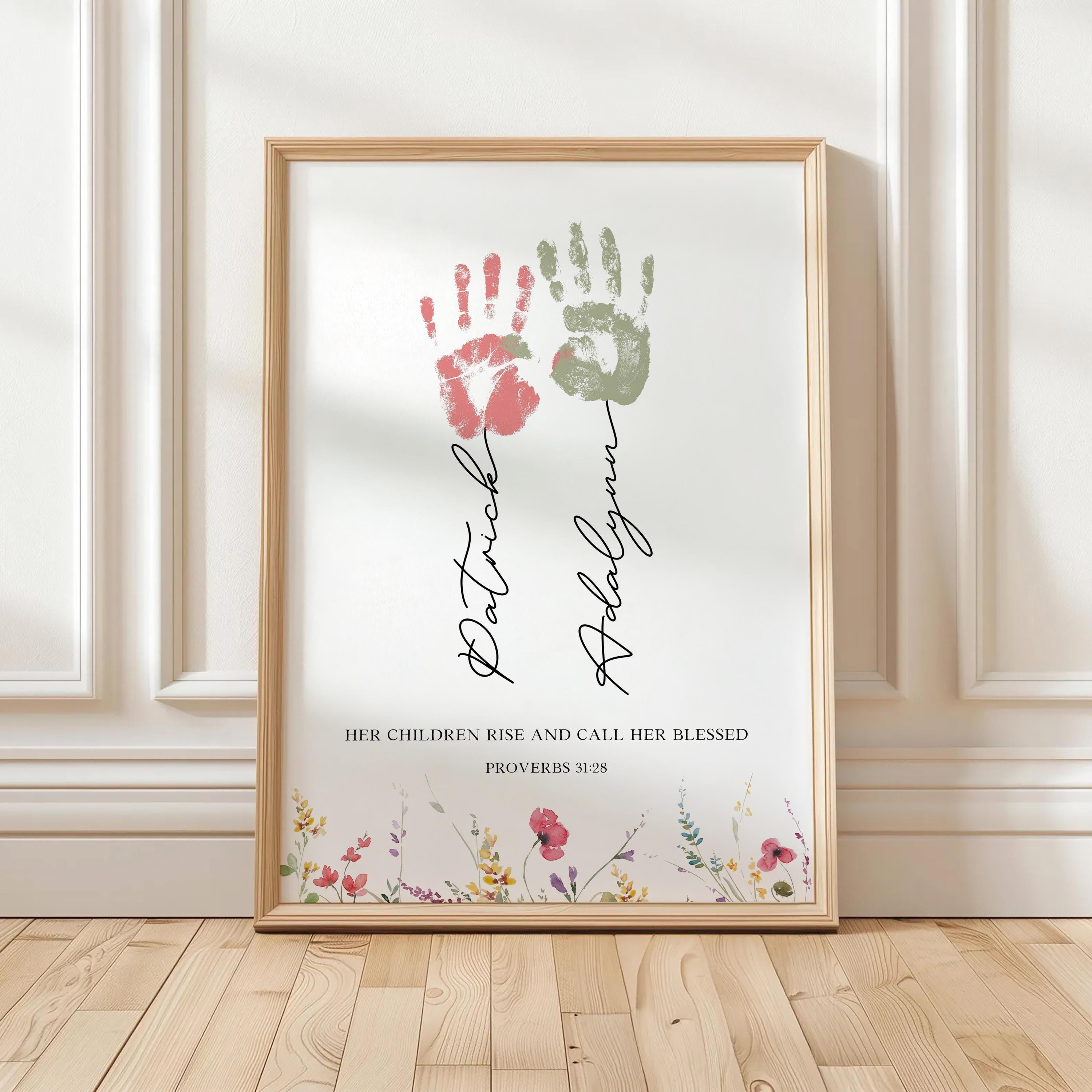 Custom Birth Month Flower Garden Print, Watercolor Family Name Art (Digital Download)
