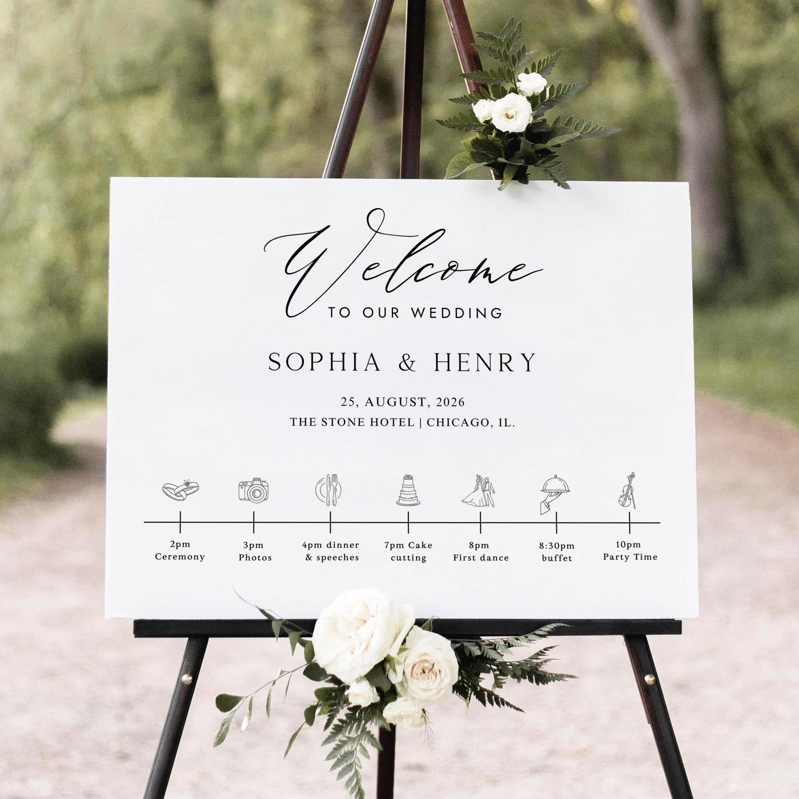 Minimalist Wedding Welcome Sign Template: Editable Canva Design (Digital Download)