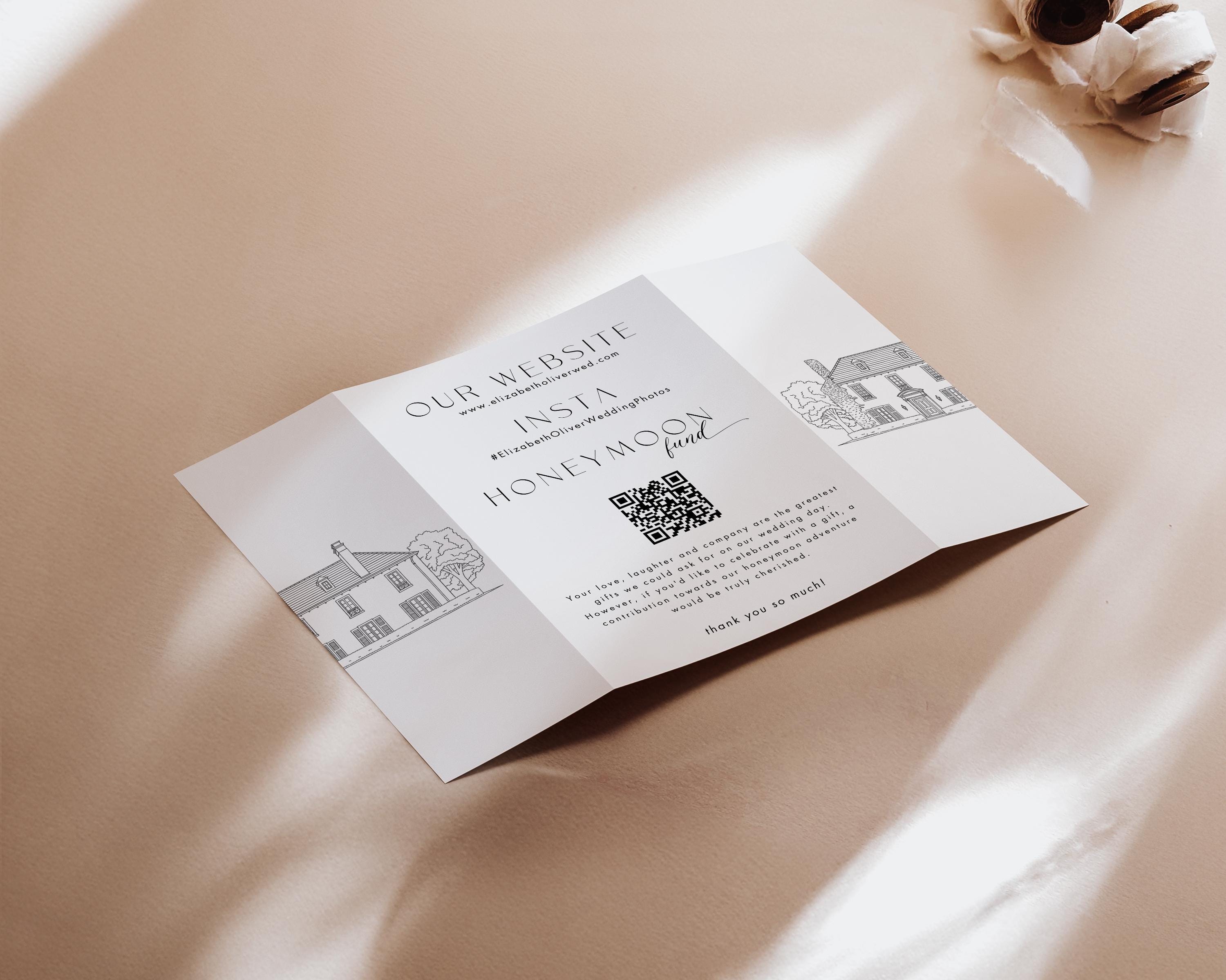 Custom Wedding Venue Illustration Invitation: Line Drawing Gatefold Template