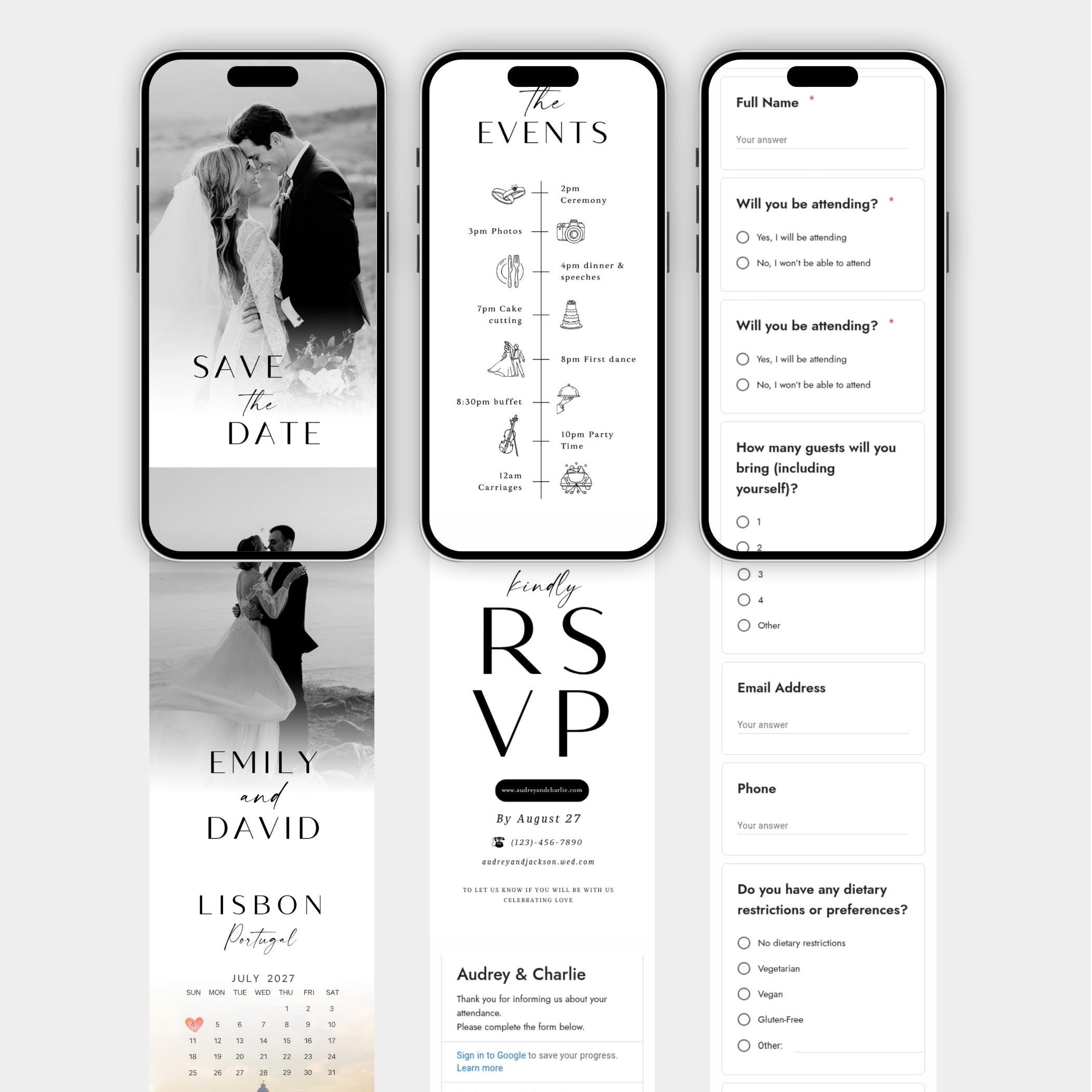 Interactive Wedding Invitation: RSVP, Map, Countdown Timer