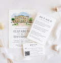 Watercolor Venue Wedding Invitation Template: DIY Printable with RSVP
