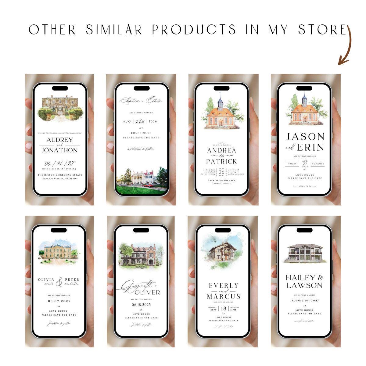 Watercolor Venue Save the Date: Digital Wedding Invitation (E-vite)