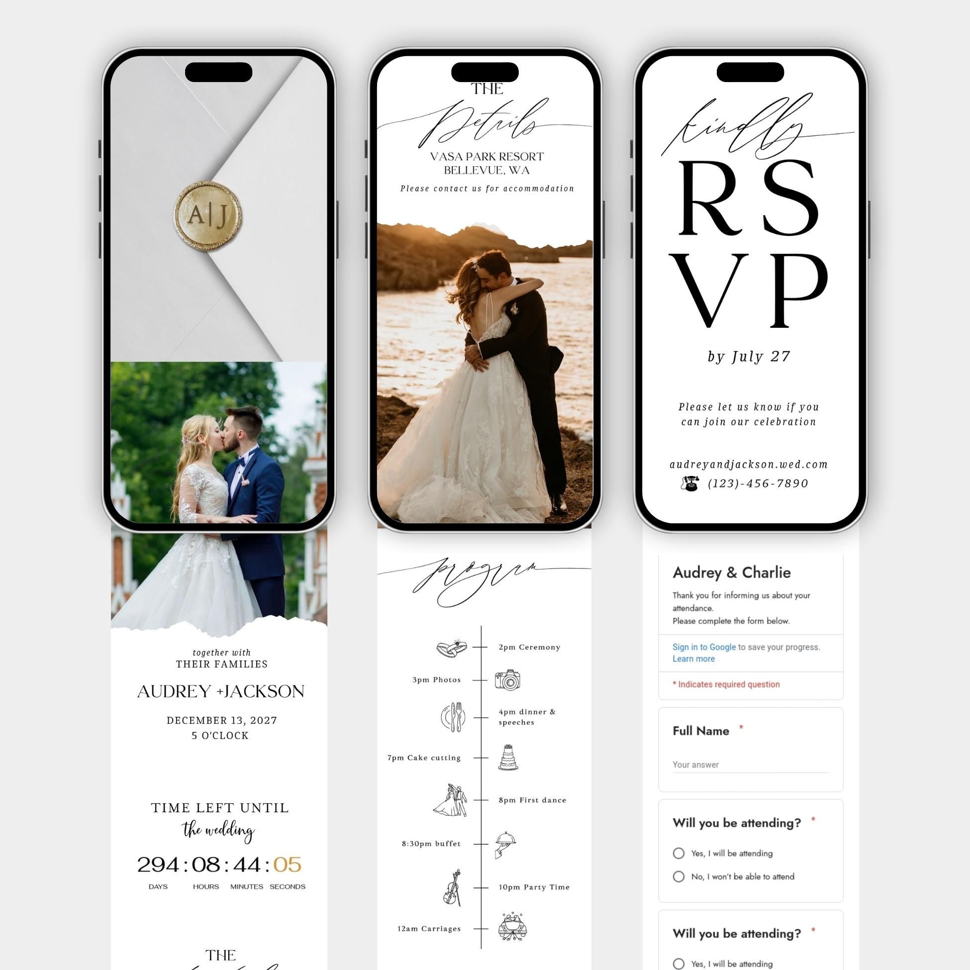 Interactive Wedding Web Invitation: RSVP, Map & Countdown Timer