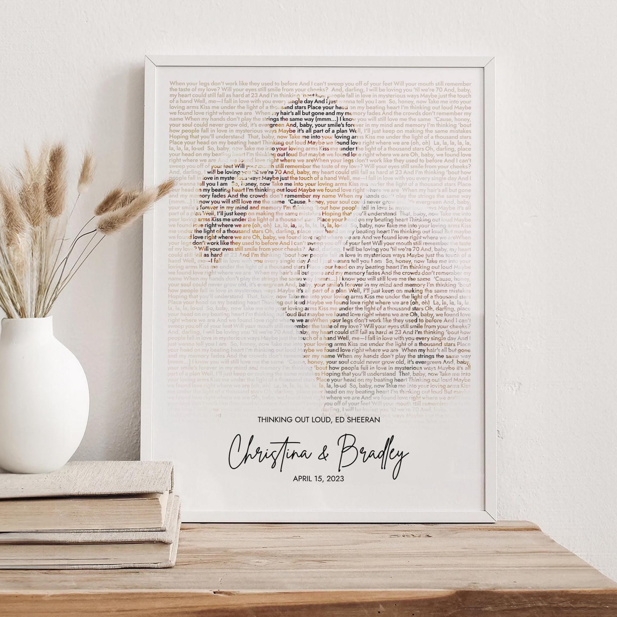 Personalized Wedding Song Lyrics Print: Custom Anniversary Wall Art