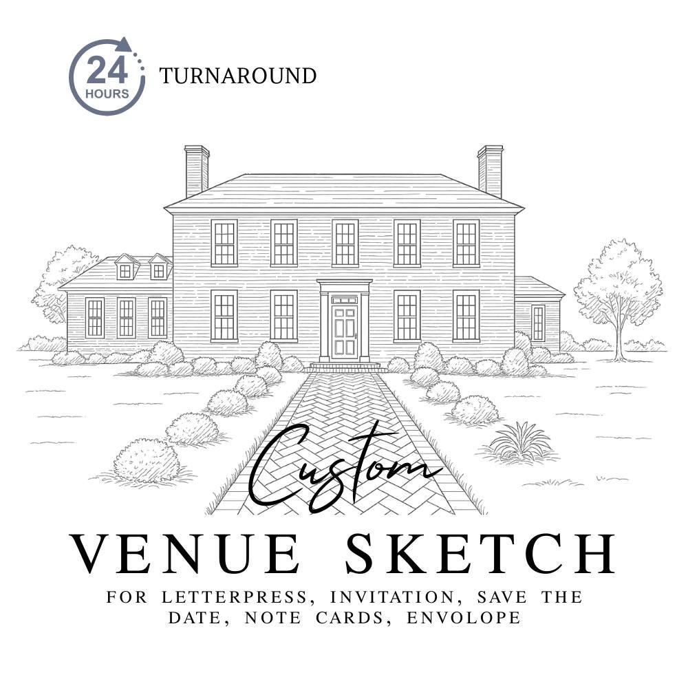 Custom Wedding Venue Illustration: Invitation Portrait (Digital Download)