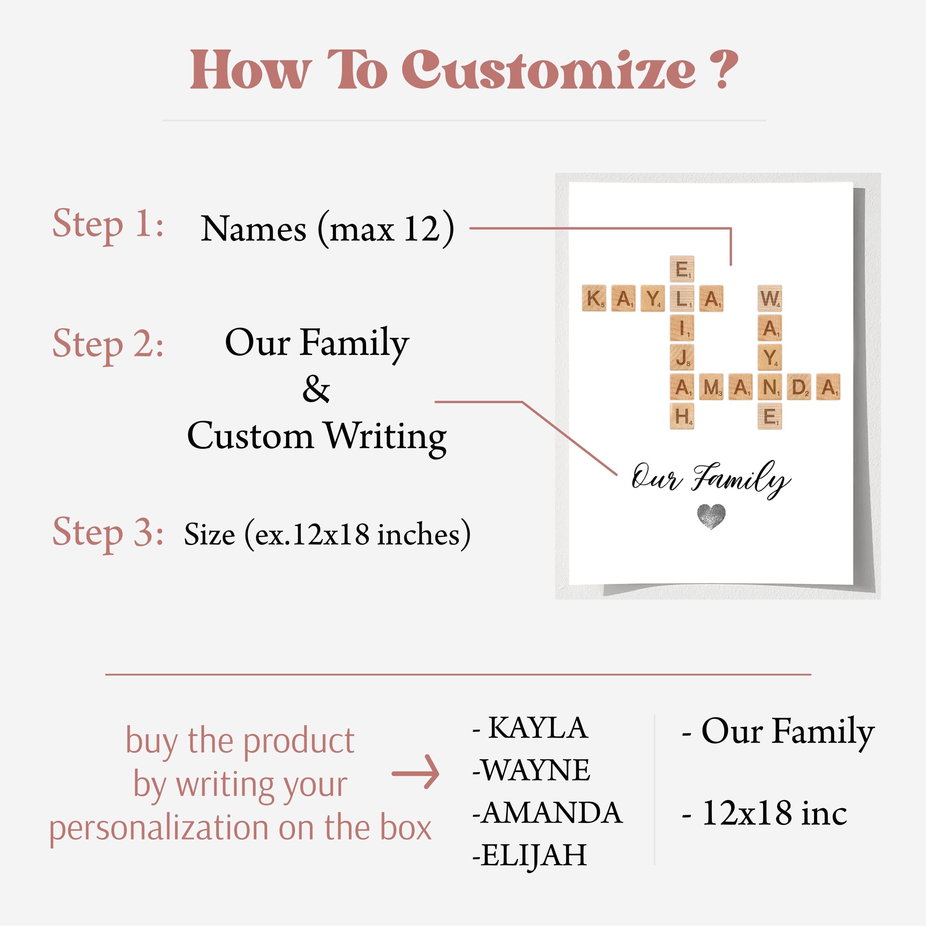 Personalized Family Name Print - Scrabble Puzzle Style Wall Decor