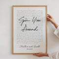 Personalized Wedding Song Lyrics Print: Custom Anniversary Art