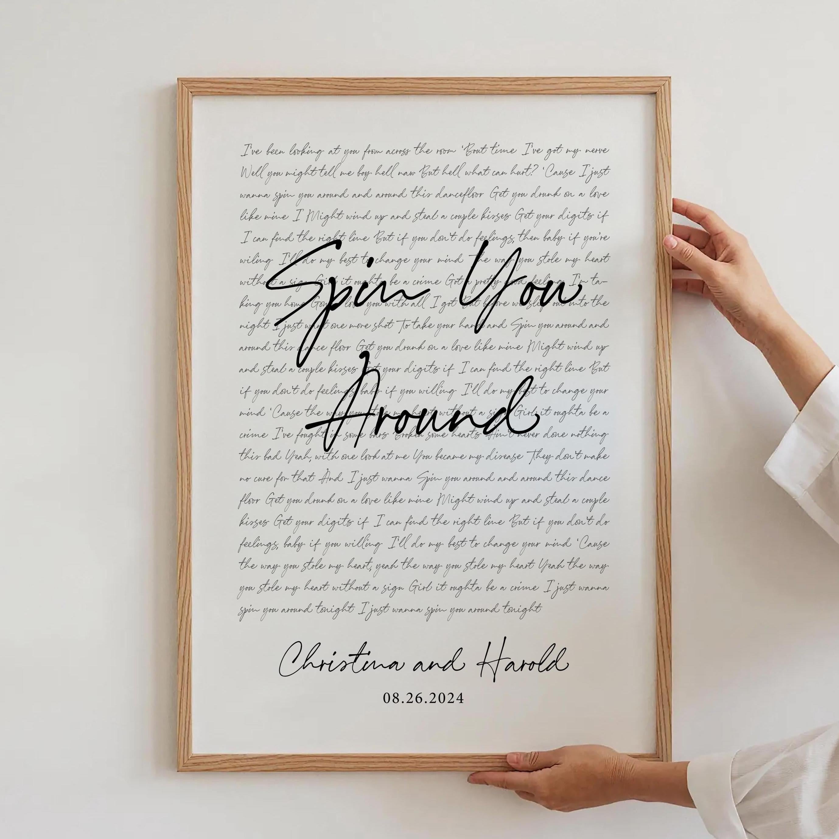 Personalized Wedding Song Lyrics Print: Custom Anniversary Art