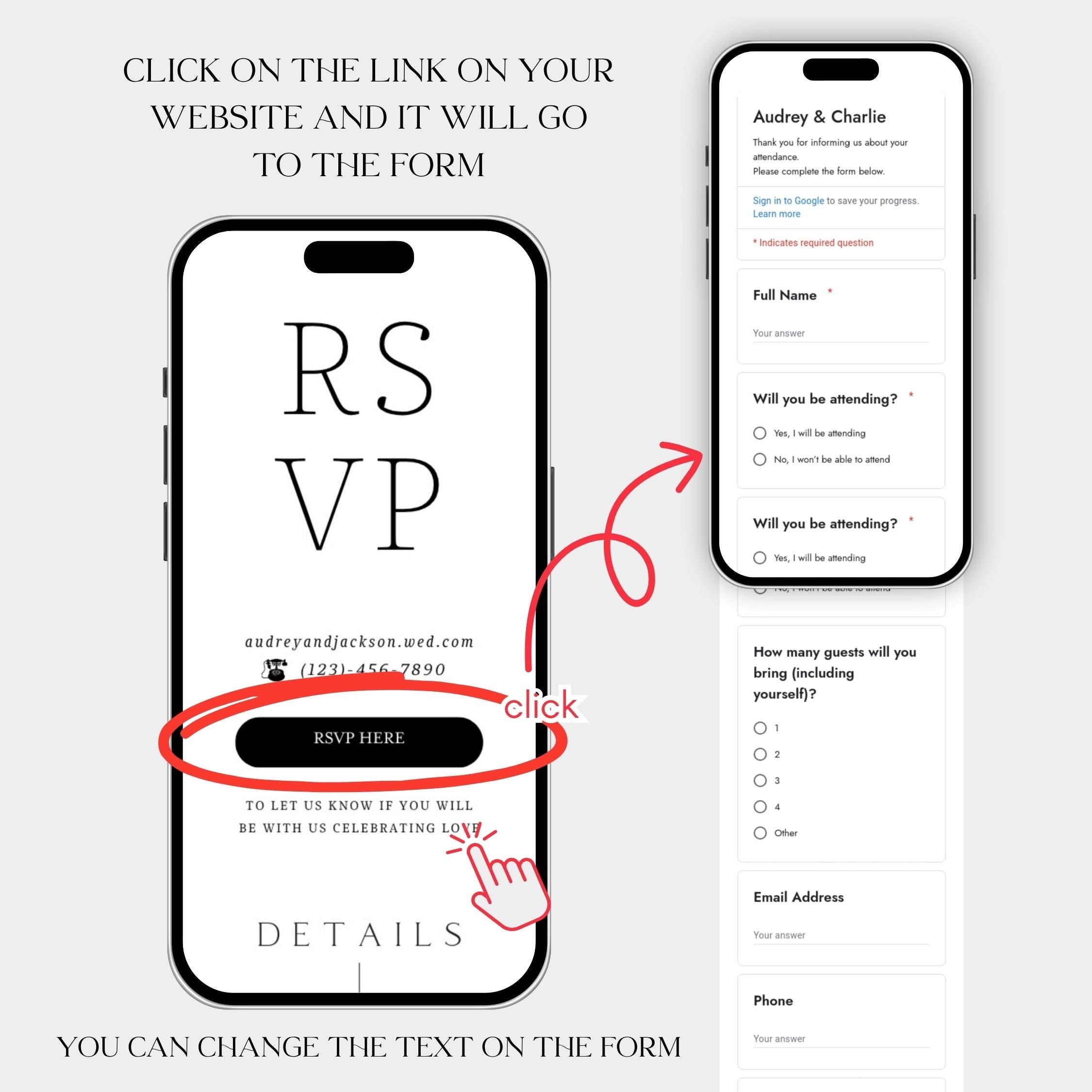 Digital Wedding Invitation: Easy Canva Edit - RSVP & Website Link