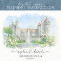 Custom Wedding Venue Watercolor Illustration: Digital Painting Print