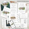 Custom Watercolor Venue Wedding Invitation | Printable Wedding Stationery Bundle | Editable Canva Template