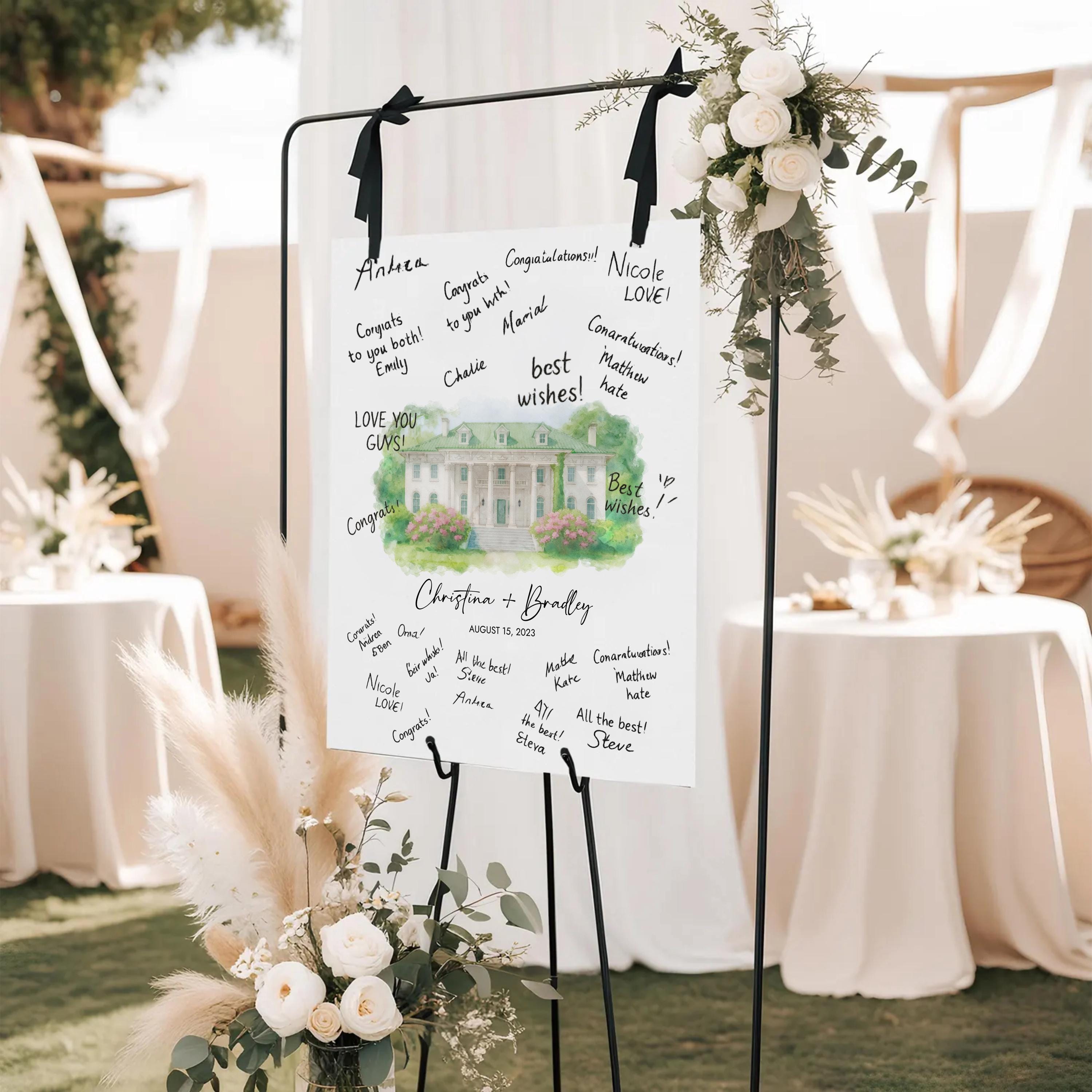 Custom Watercolor Wedding Venue Illustration: Digital File