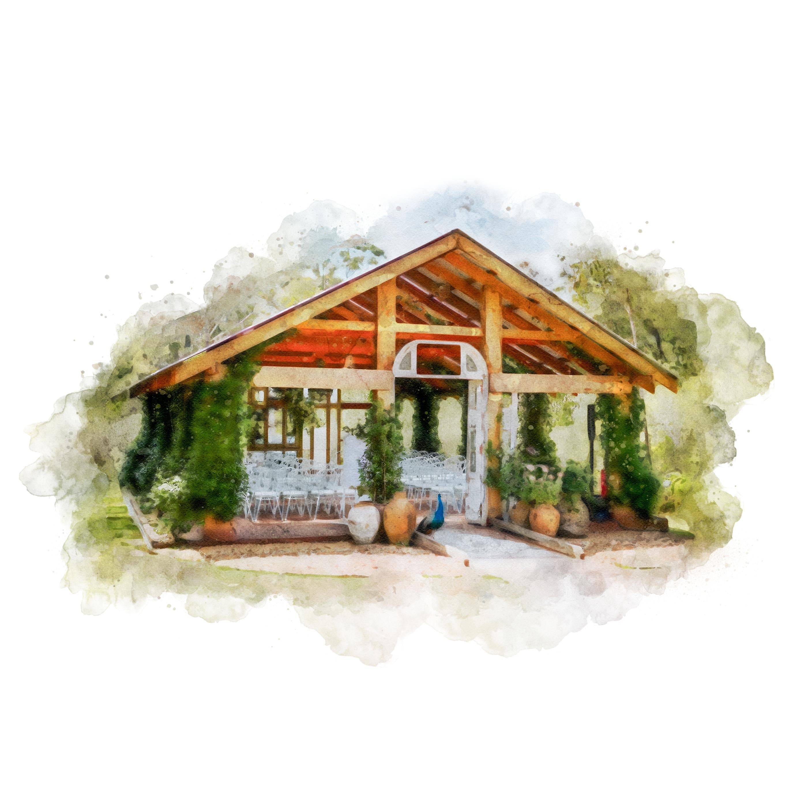 Custom Wedding Venue Watercolor Illustration: Digital Art File