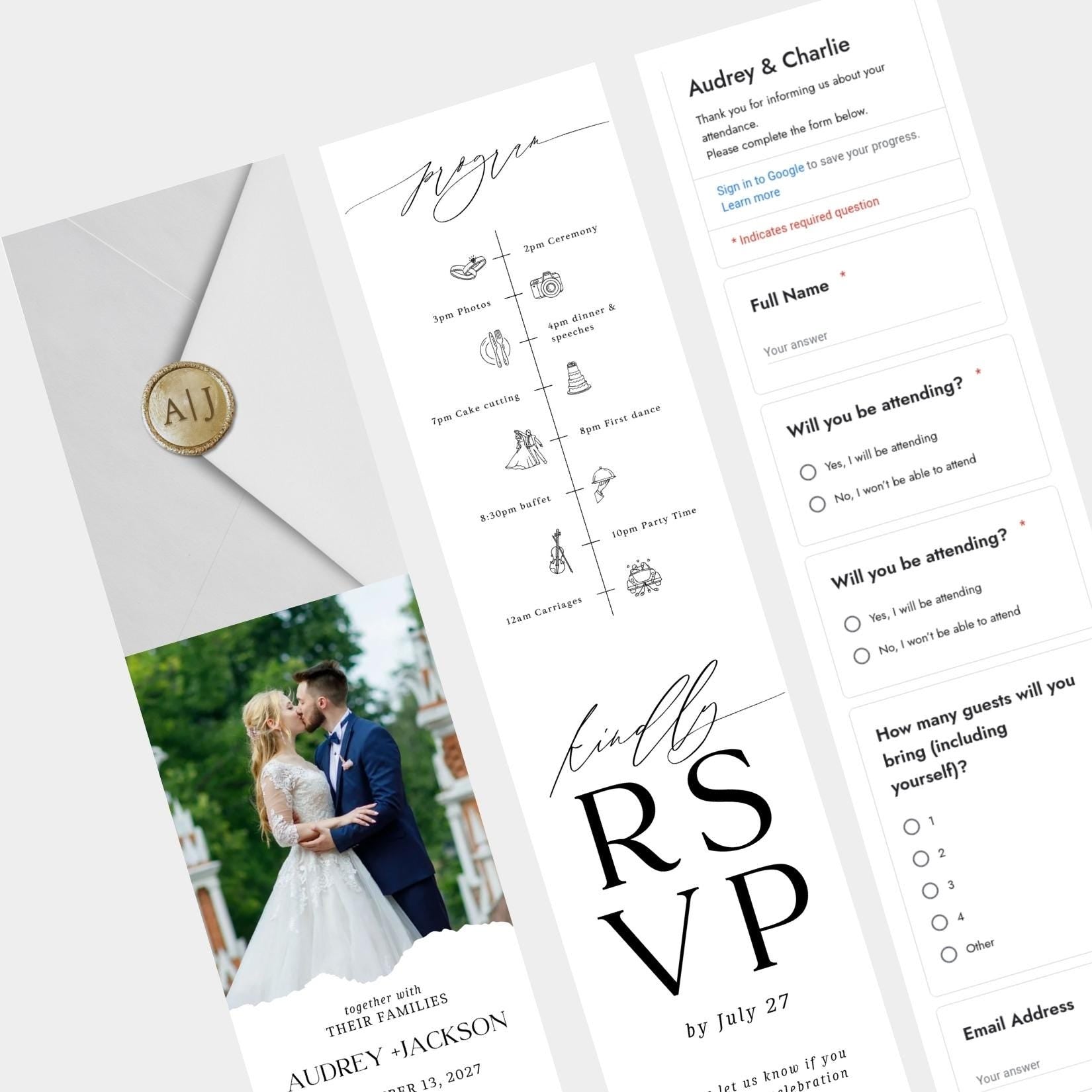 Digital Wedding Invitation Website: RSVP, Countdown, Canva Template