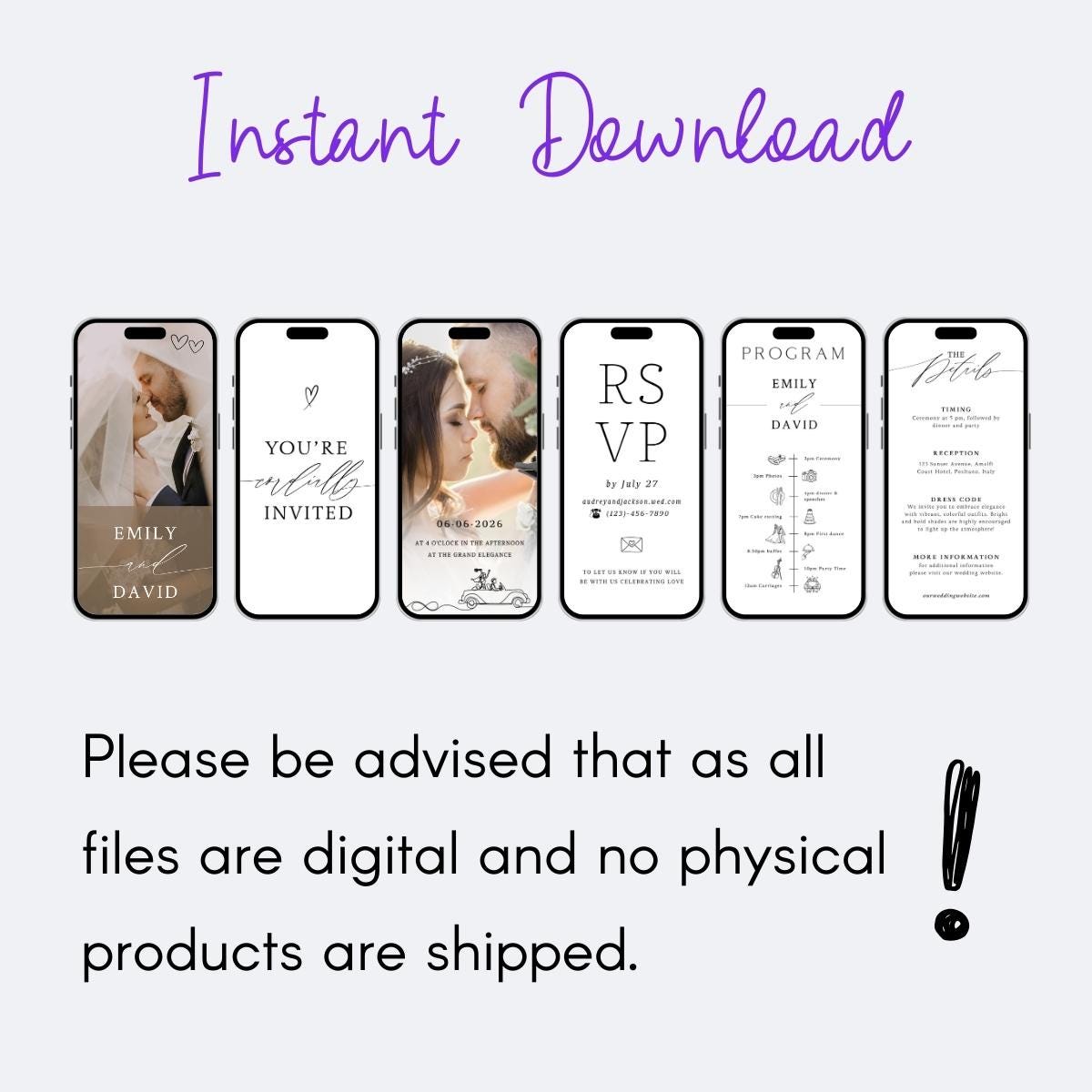 Animated Wedding Invitation Template: Photo Video, Digital Save the Date