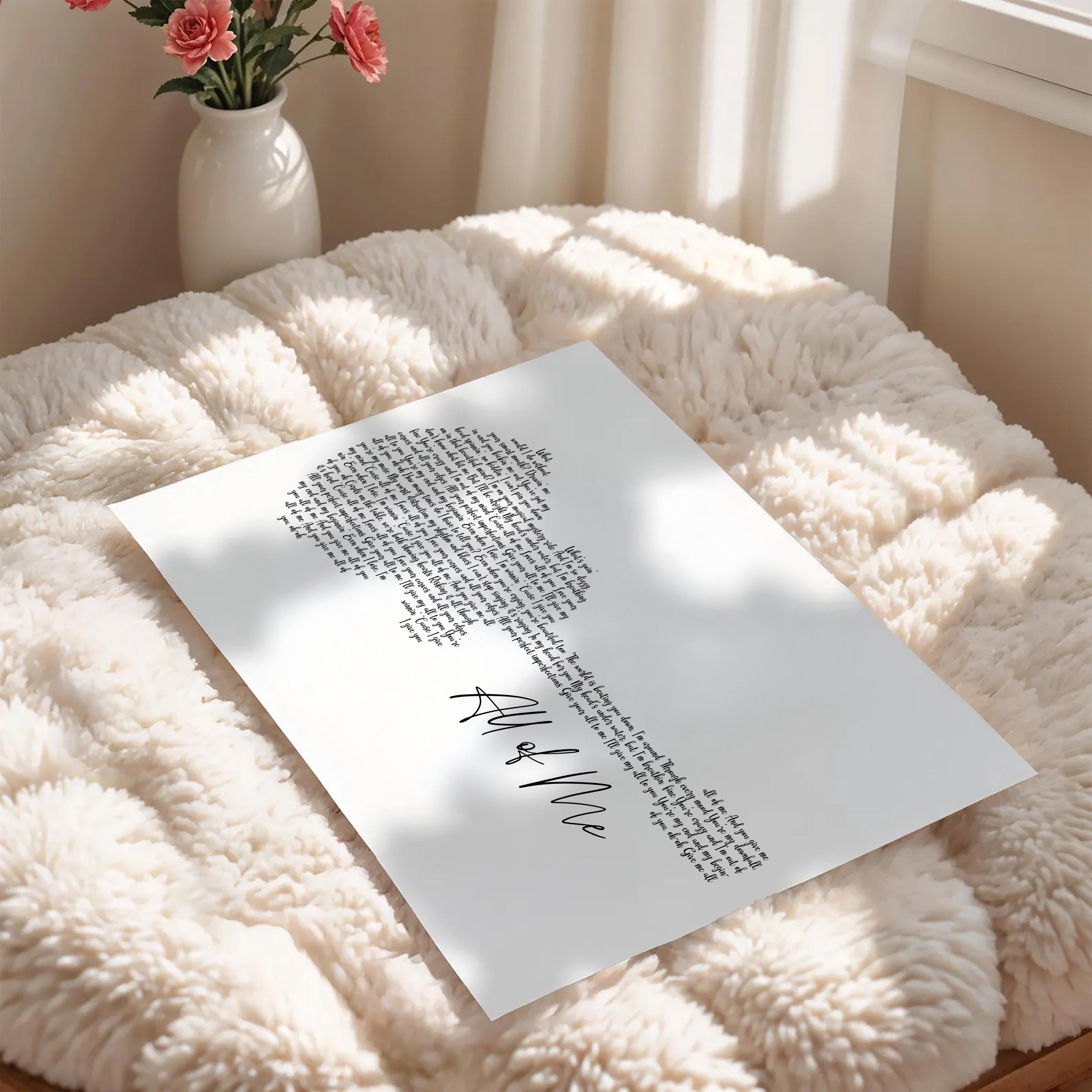 Custom Song Lyrics Guitar Art Print, Anniversary Gift (Digital Download)