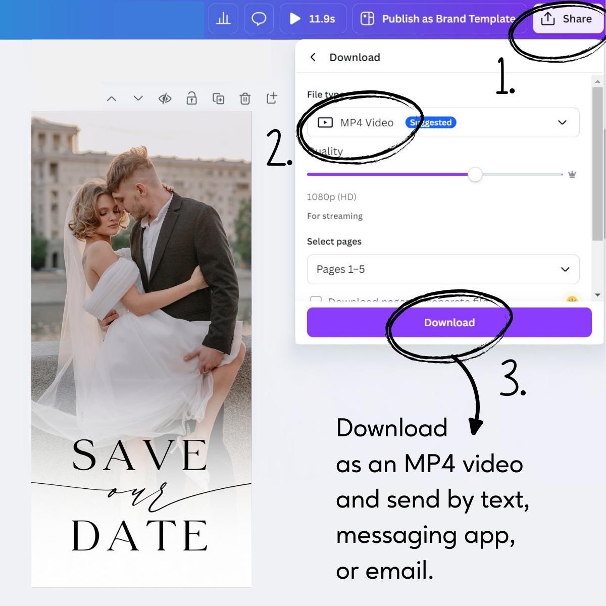 Photo Save the Date Video Invitation: Minimalist Calendar (Editable Canva Template)