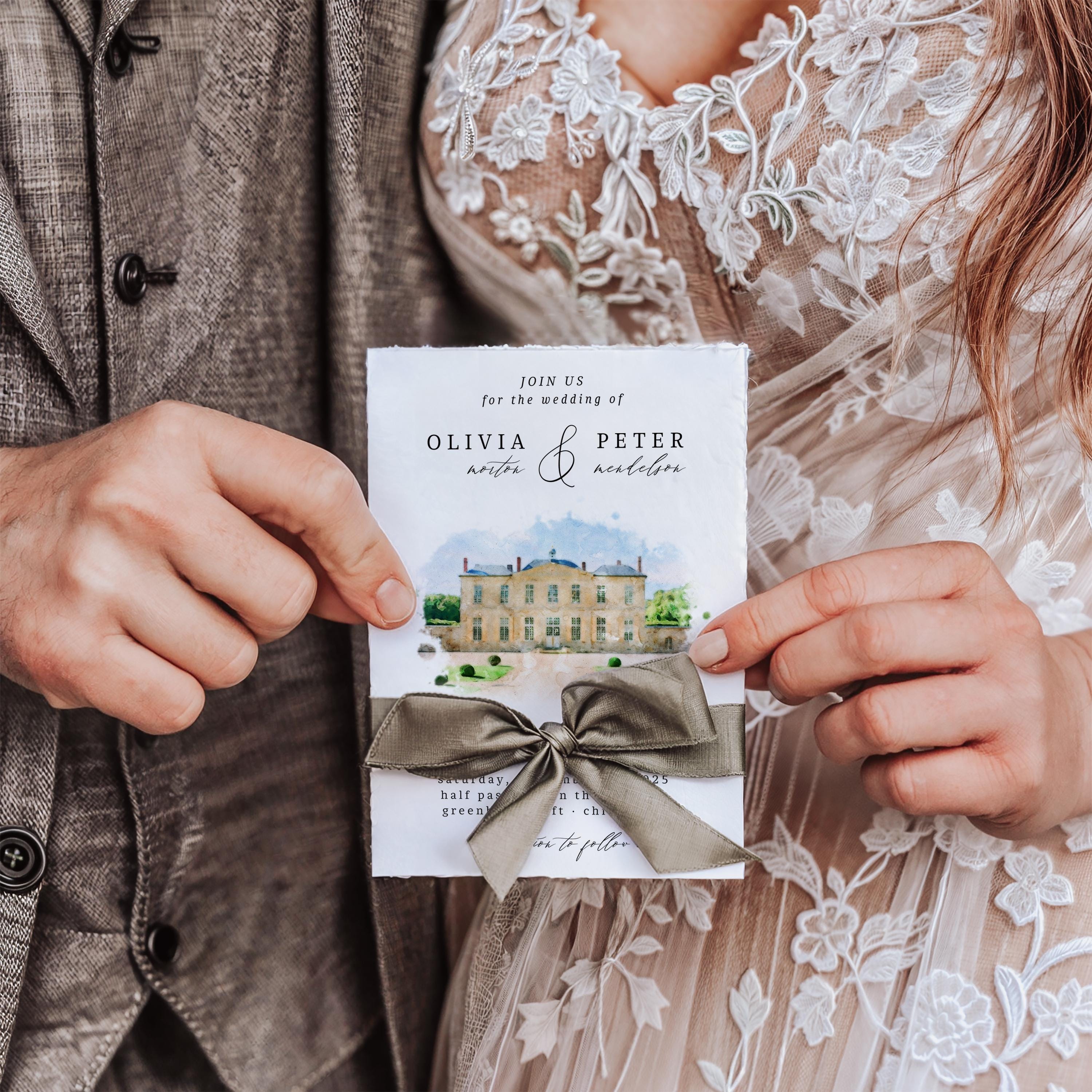 Custom Watercolor Venue Wedding Invitation Template (Digital)