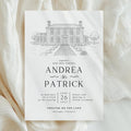 Custom Wedding Venue Sketch Invitation: Line Drawing (Digital)
