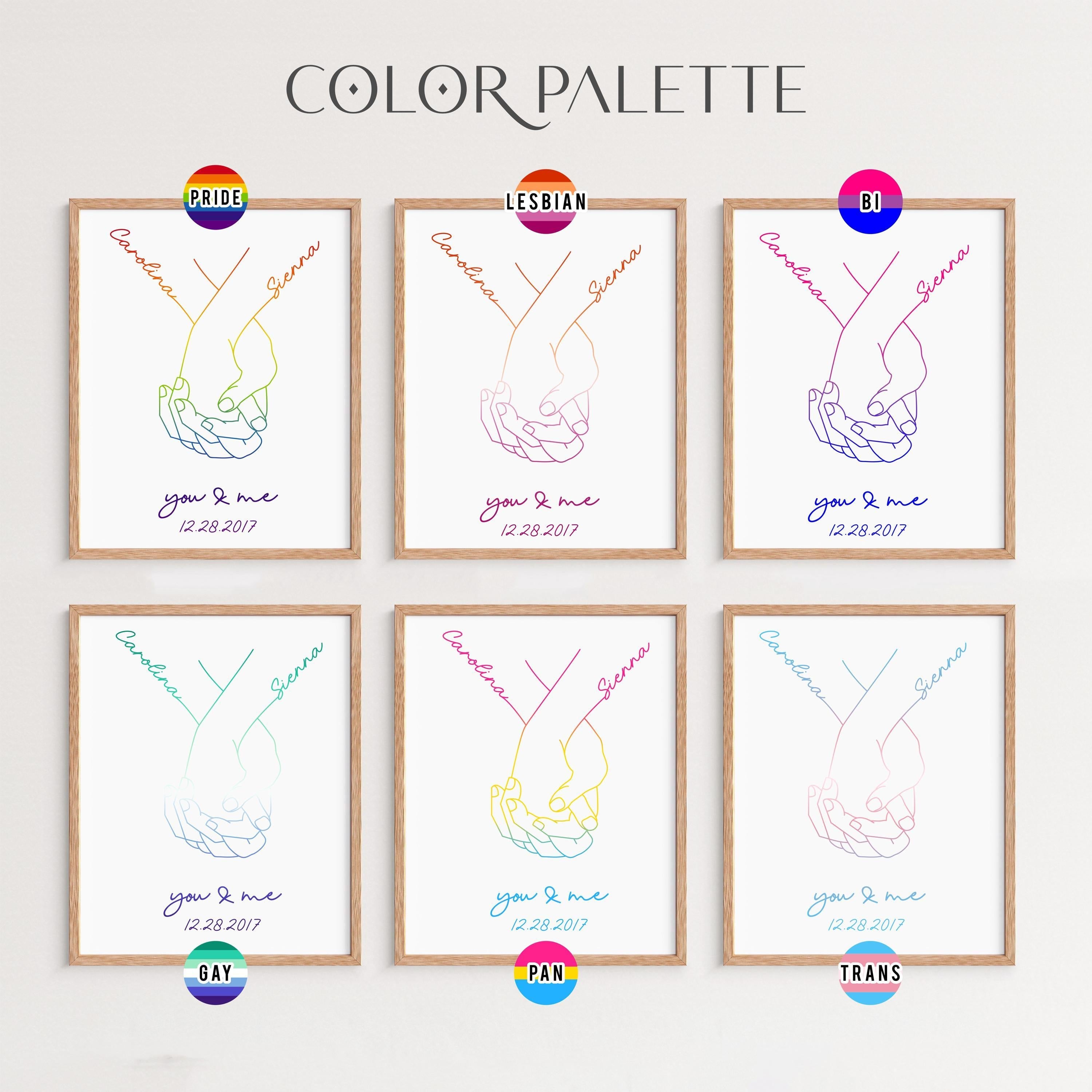 Lesbian Couple Art Print: Custom Hand Line Drawing - Digital Download