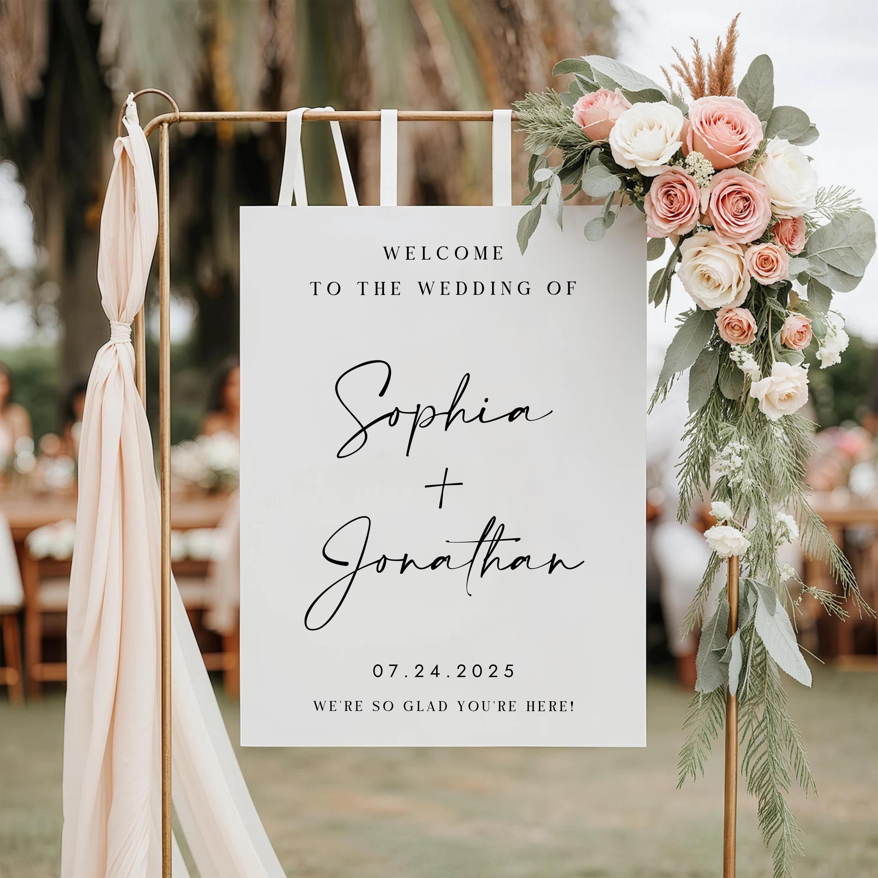 Minimalist Wedding Welcome Sign Template: Elegant Canva Poster (Digital Download