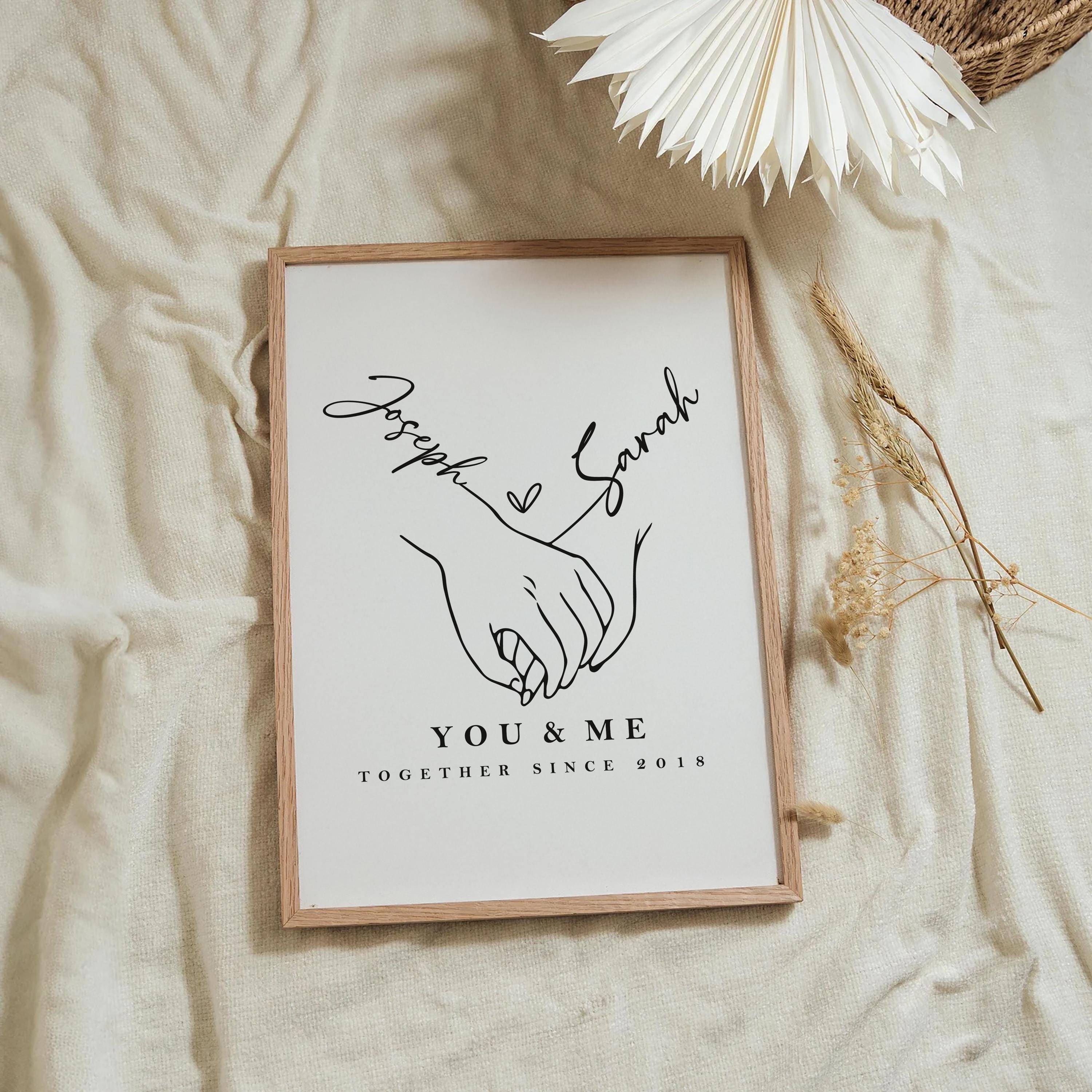 Couple Anniversary Print: Personalized Names and Date (Instant Download)