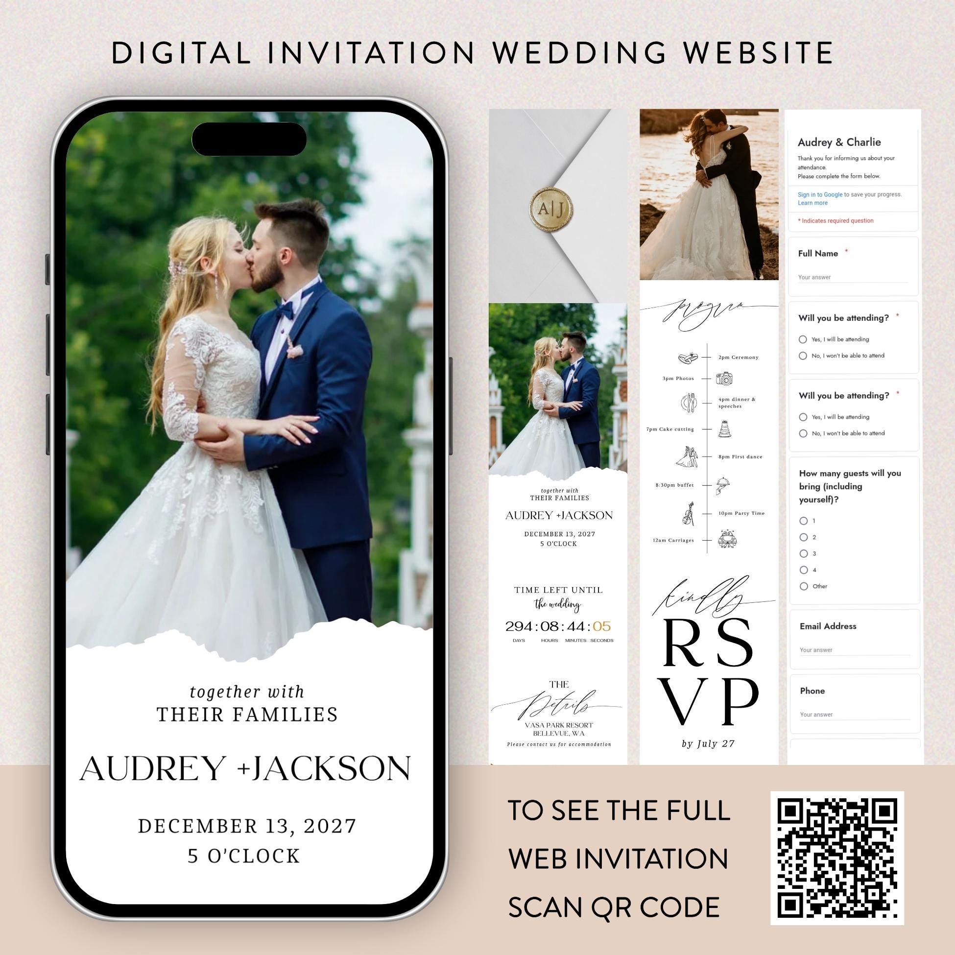 Interactive Wedding Web Invitation: RSVP, Map & Countdown Timer