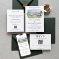 Custom Watercolor Venue Wedding Invitation Set | Modern Invite Template | Editable Canva DIY Template