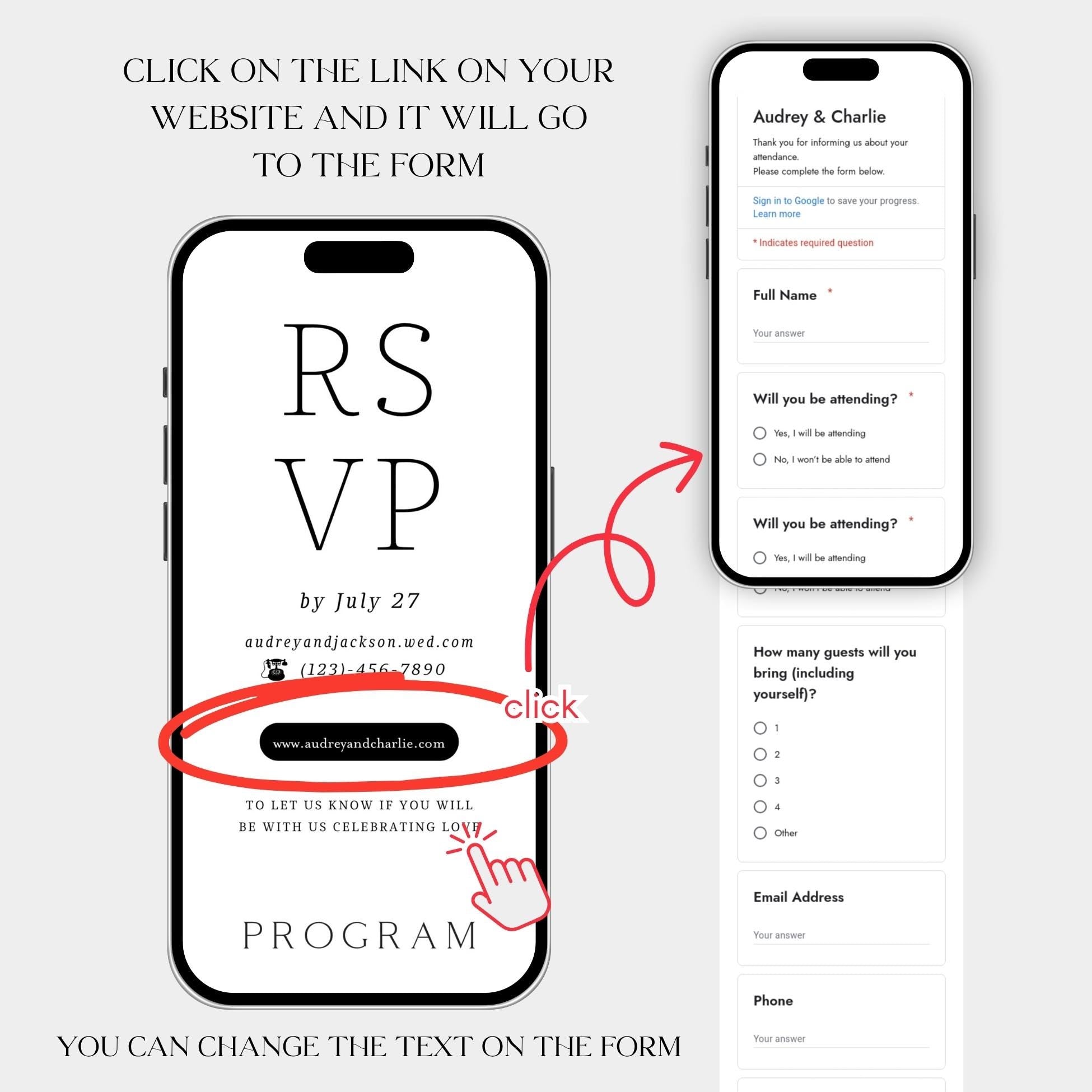 Digital Wedding Invitation Website: Editable Canva Template with RSVP