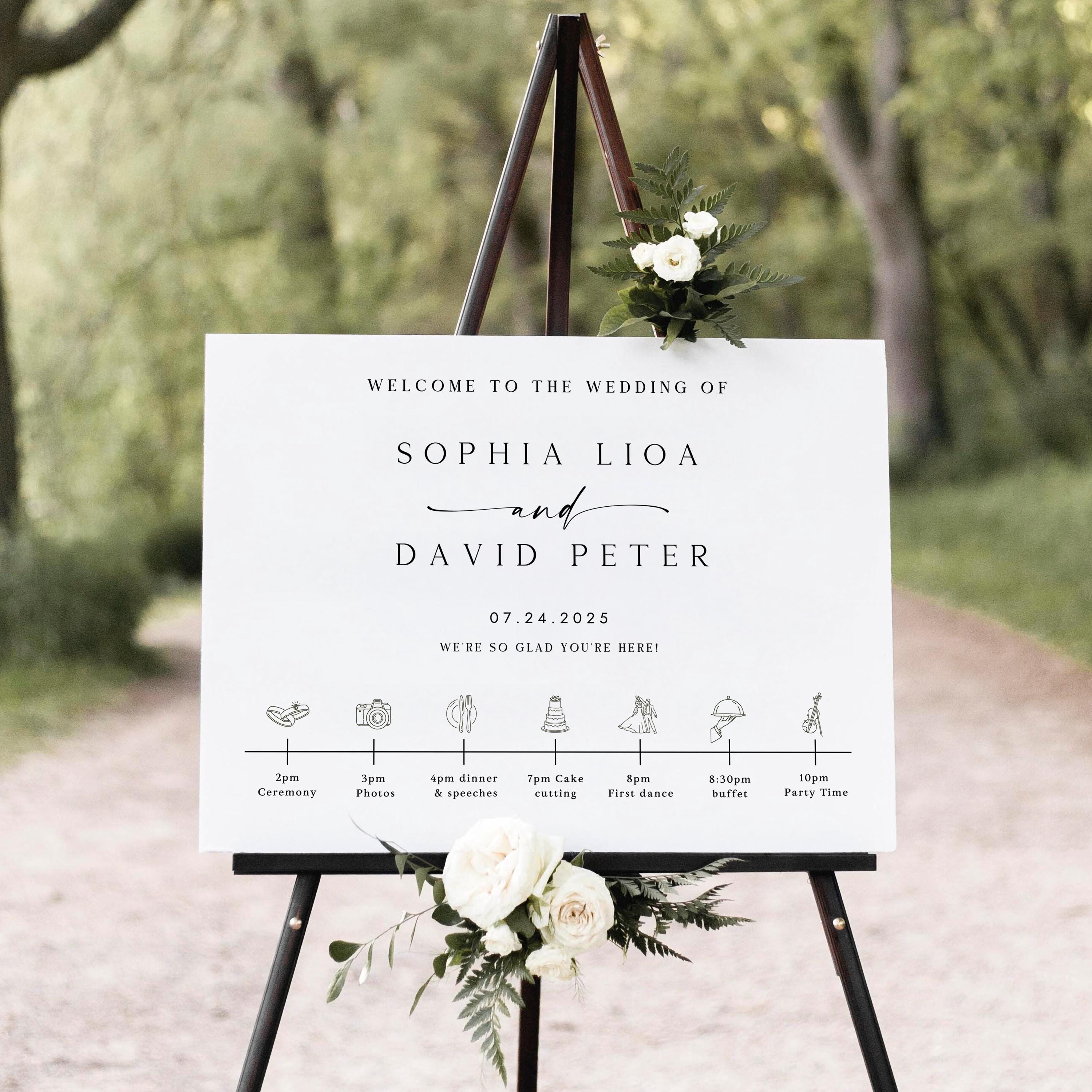 Minimalist Wedding Welcome Sign Template: Editable Canva Design (Digital Download)