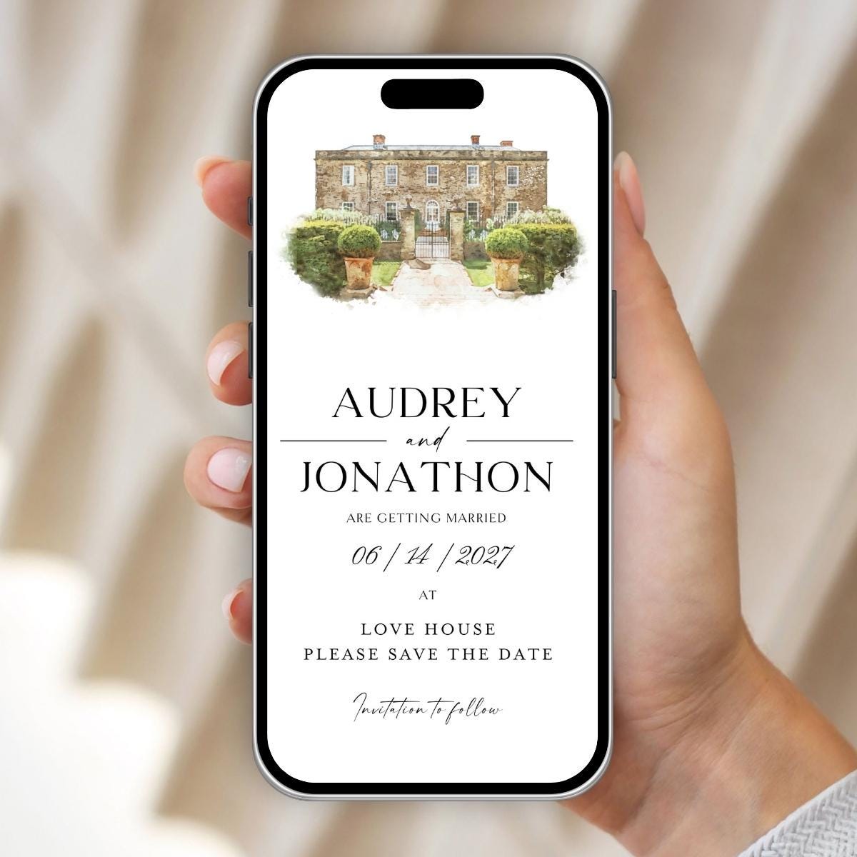 Watercolor Venue Digital Save the Date Invitation (E-vite)