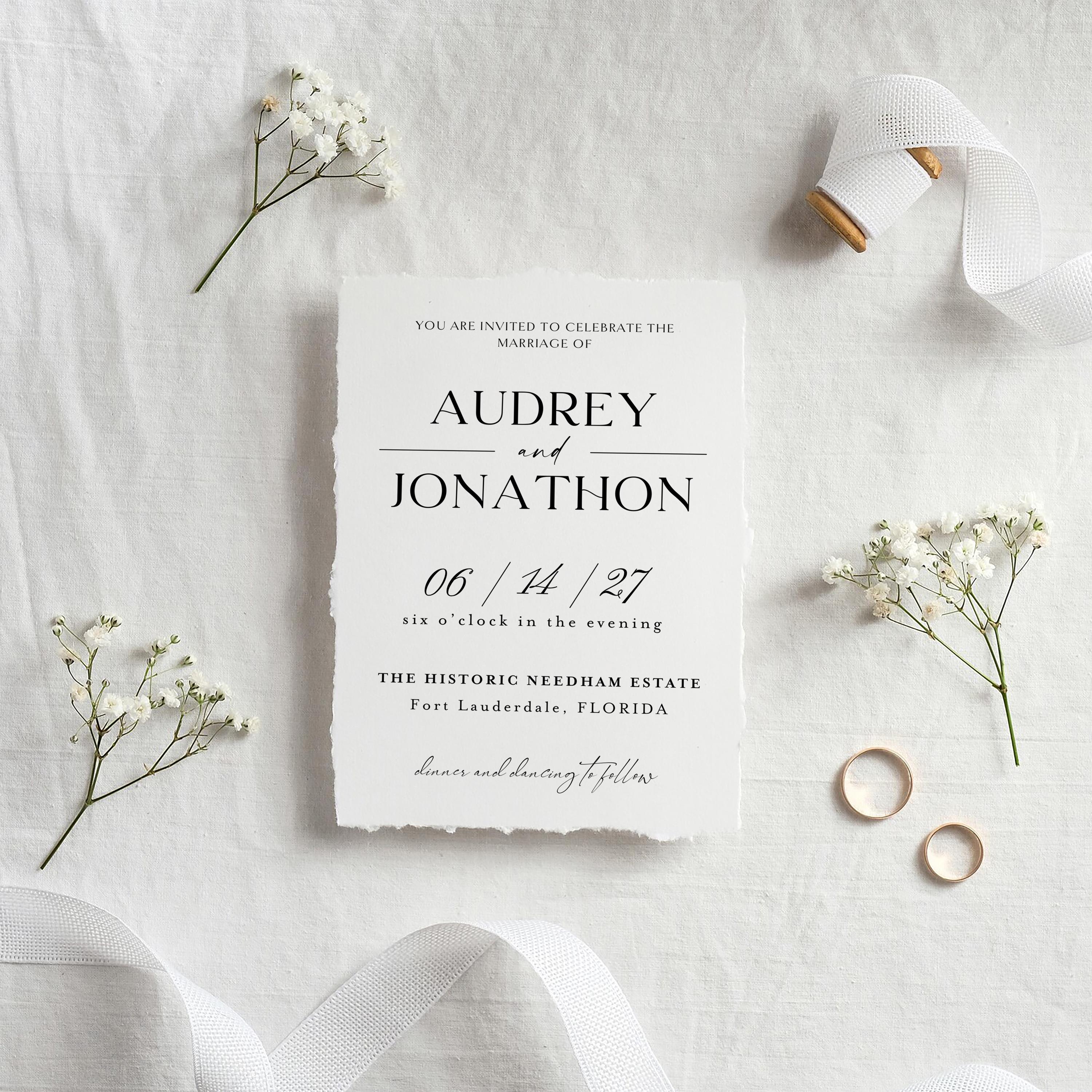 Minimalist Wedding Invitation Template: Modern Canva Invite (Digital Download