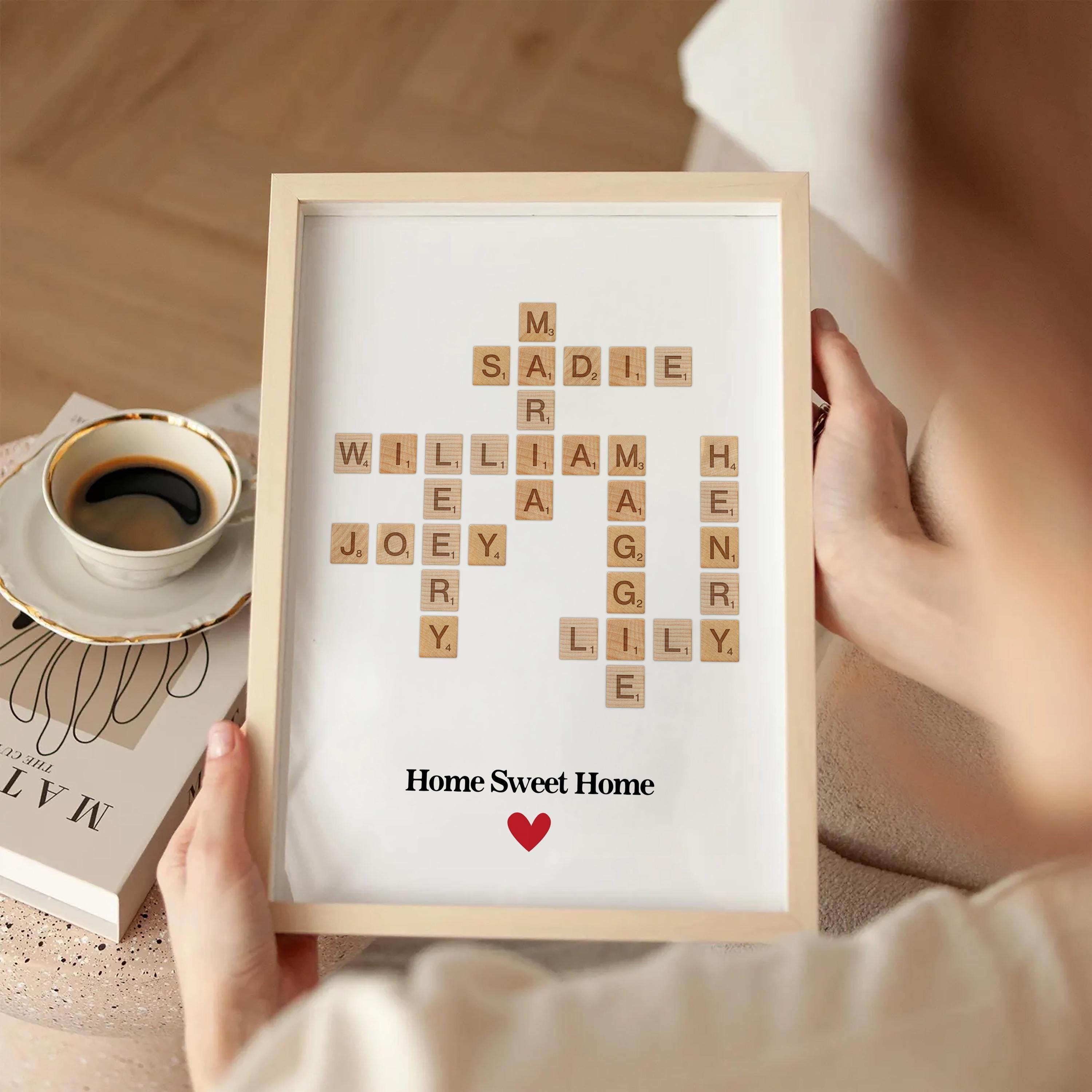 Personalized Family Name Wall Art - Custom Scrabble Puzzle Print