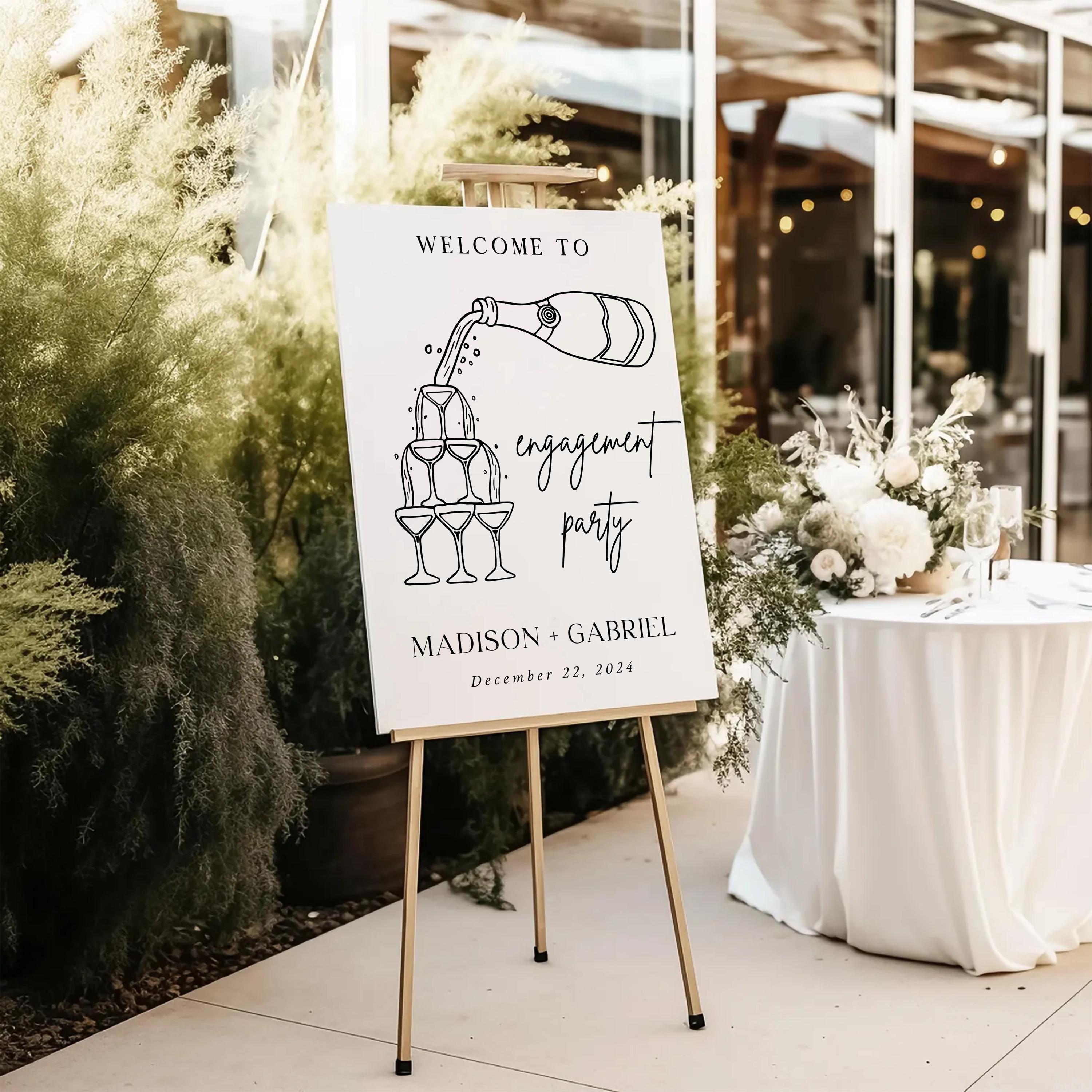 Engagement Party Welcome Sign: Modern Calligraphy, Editable Canva (Digital File)