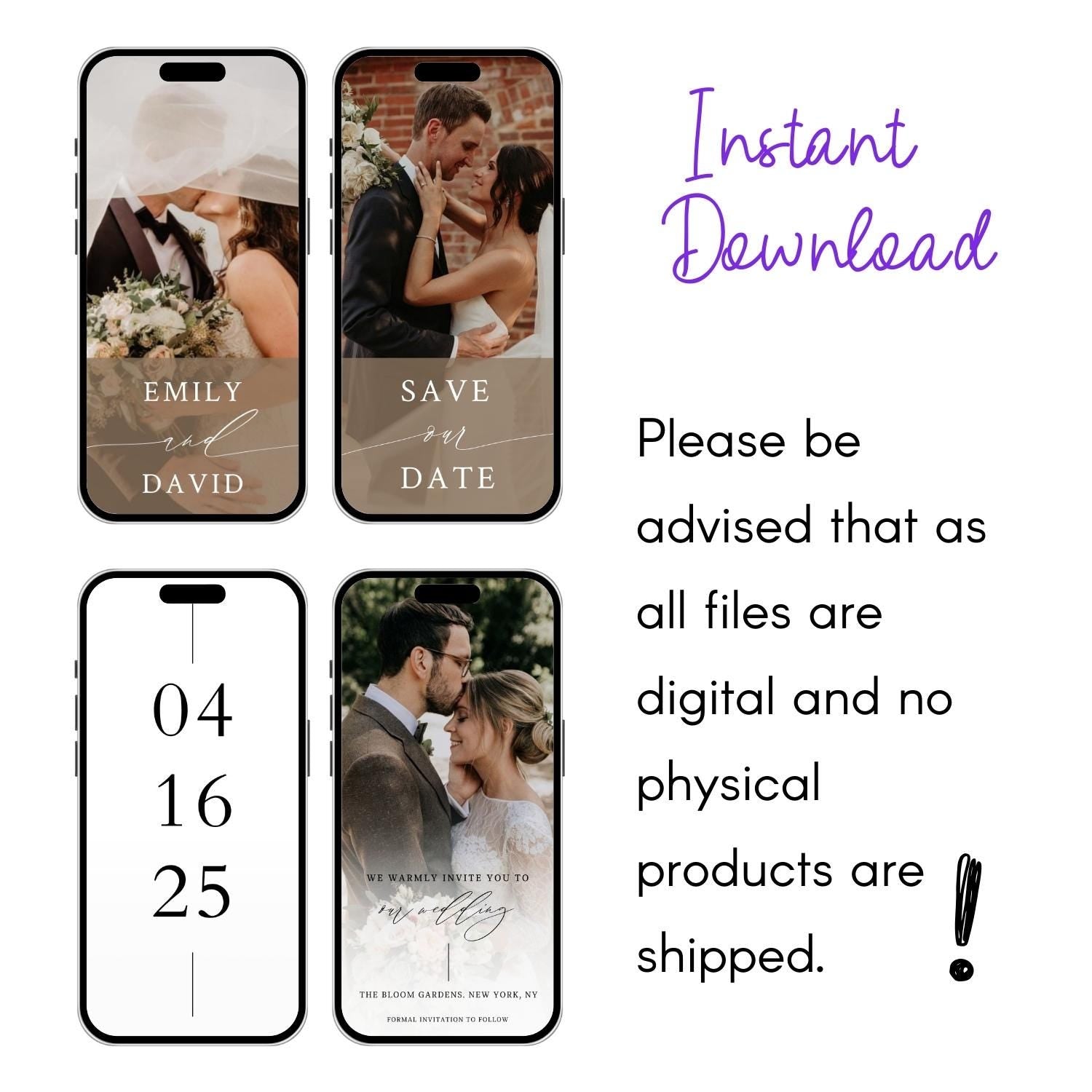 Animated Wedding Save the Date Template: Photo Invitation (Canva Editable, Digital Download)
