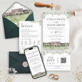 Custom Watercolor Venue Wedding Invitation set | Editable Canva Invite Template | Modern Wedding Illustration