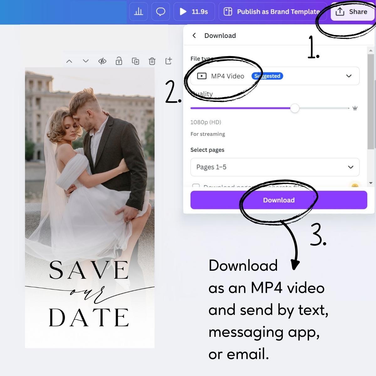 Photo Save the Date Video Invitation: Minimalist Wedding (Editable Canva Template)