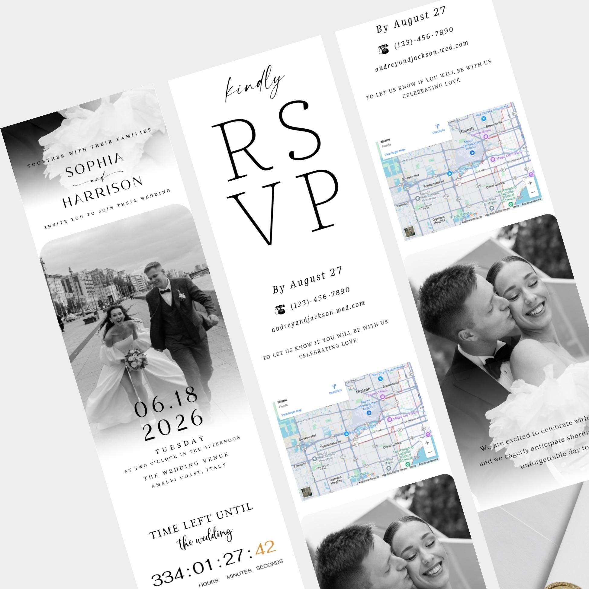Digital Wedding Invitation Website: RSVP, Countdown, Canva Template