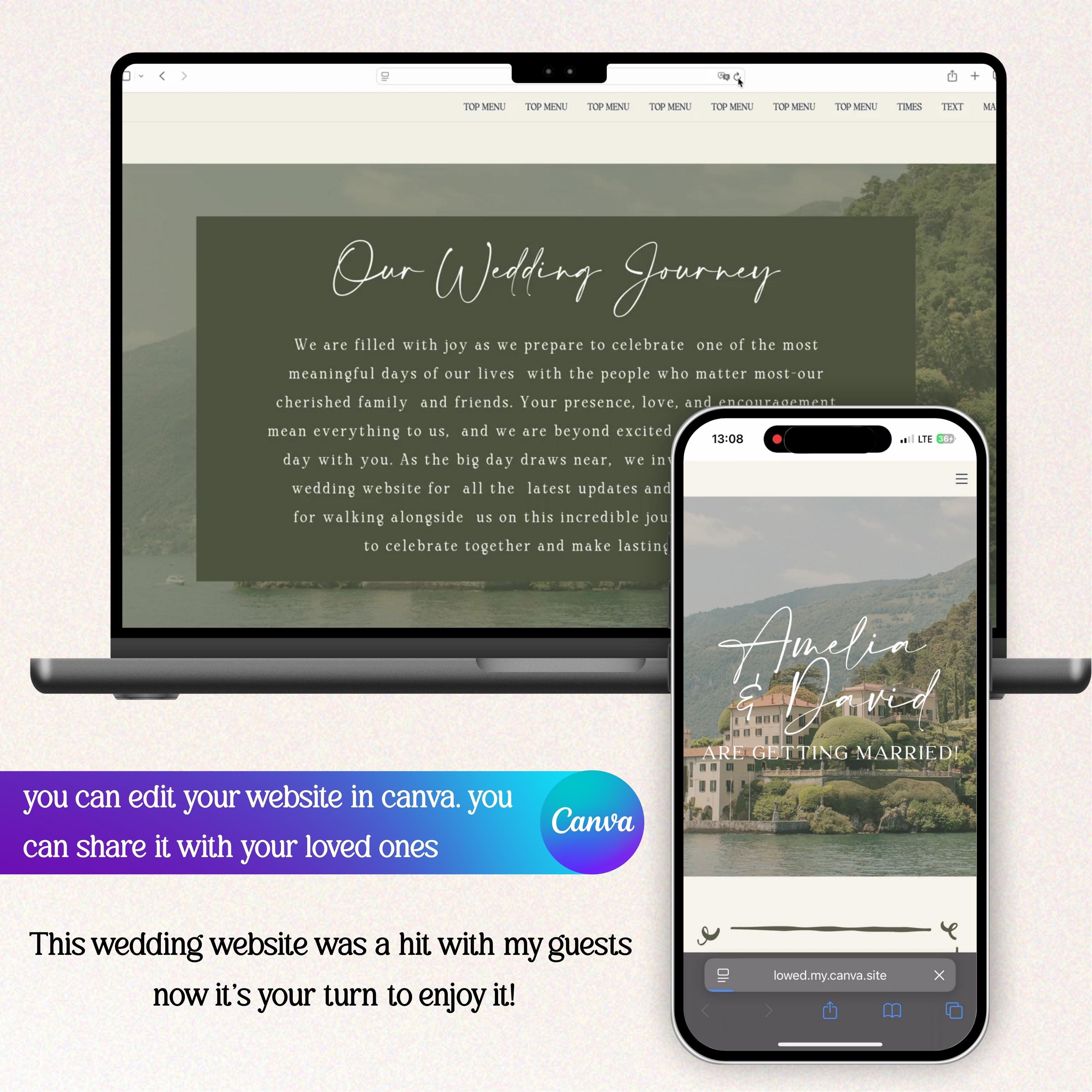 Editable Wedding Website Template - RSVP Tracker & Countdown Included