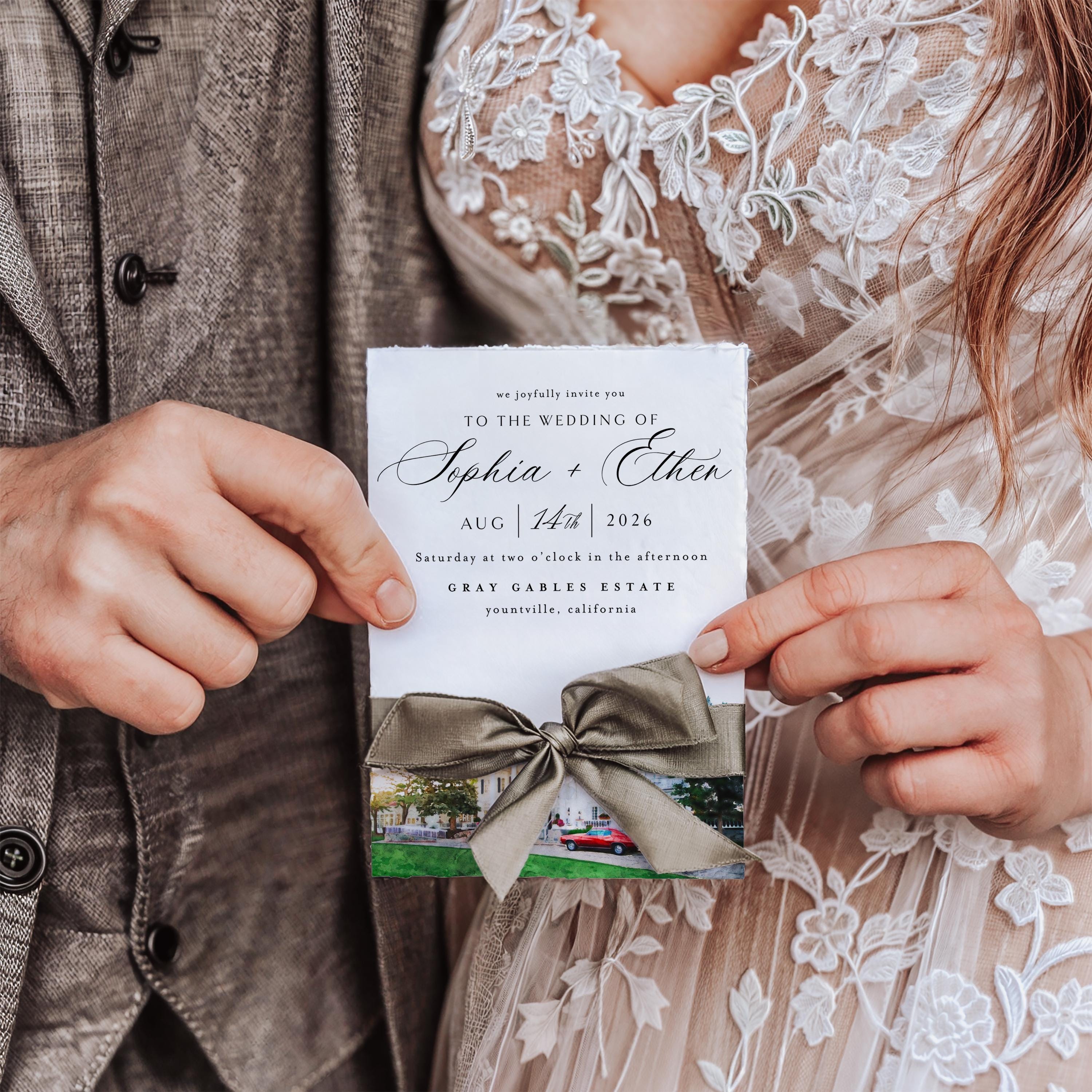 Custom Watercolor Venue Wedding Invitation Template (Digital Download)