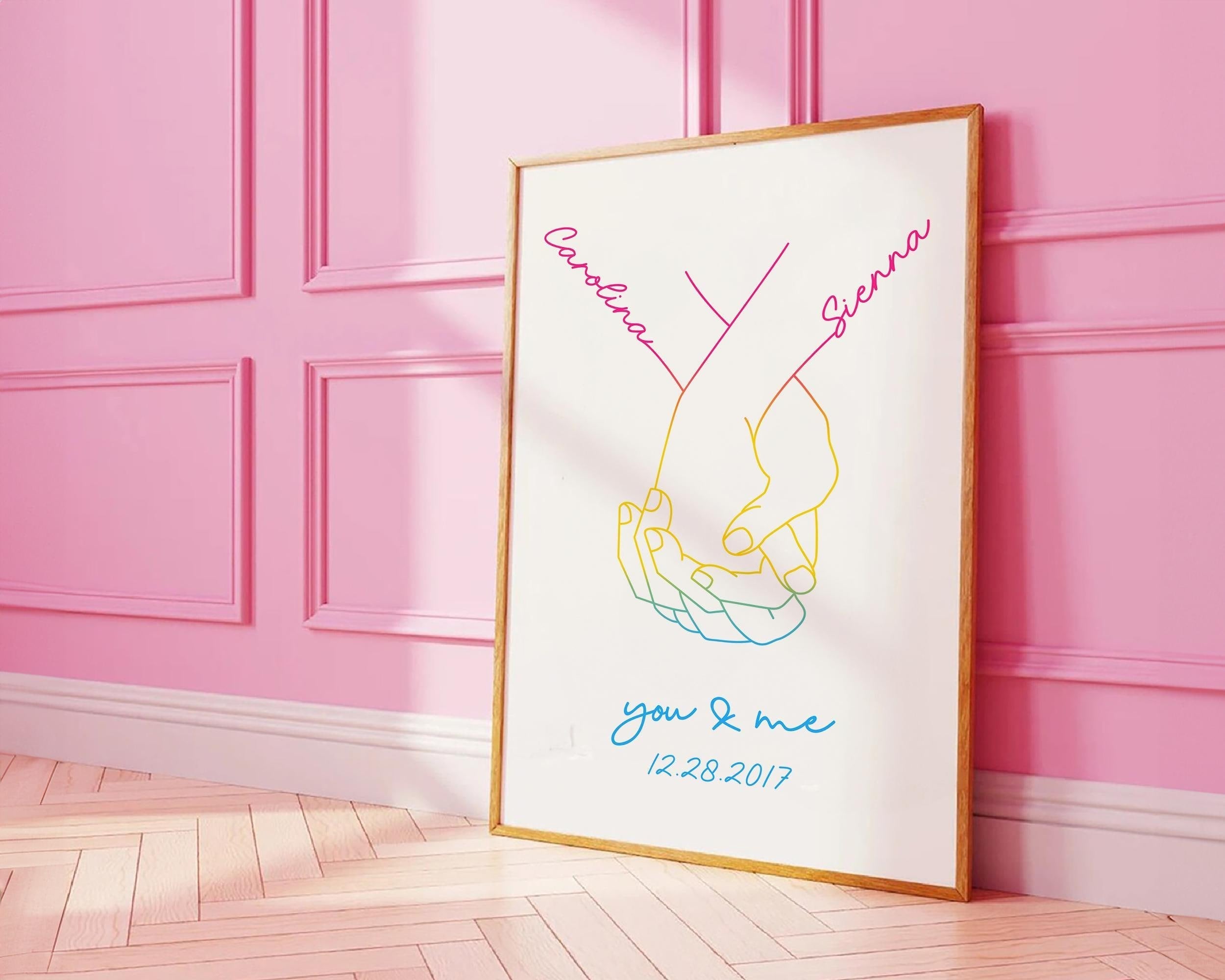 Lesbian Couple Art Print: Custom Hand Line Drawing - Digital Download