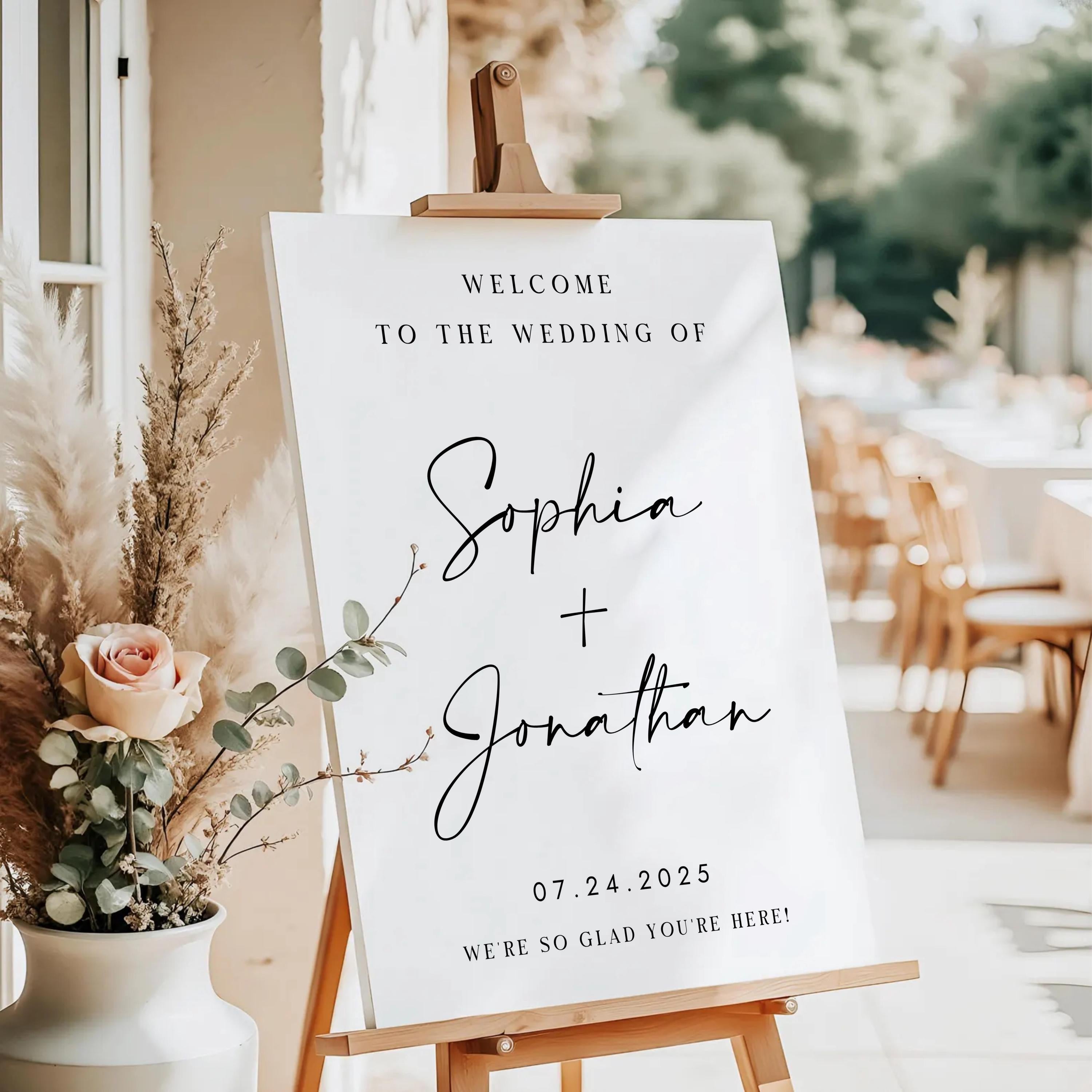 Minimalist Wedding Welcome Sign Template: Elegant Canva Poster (Digital Download