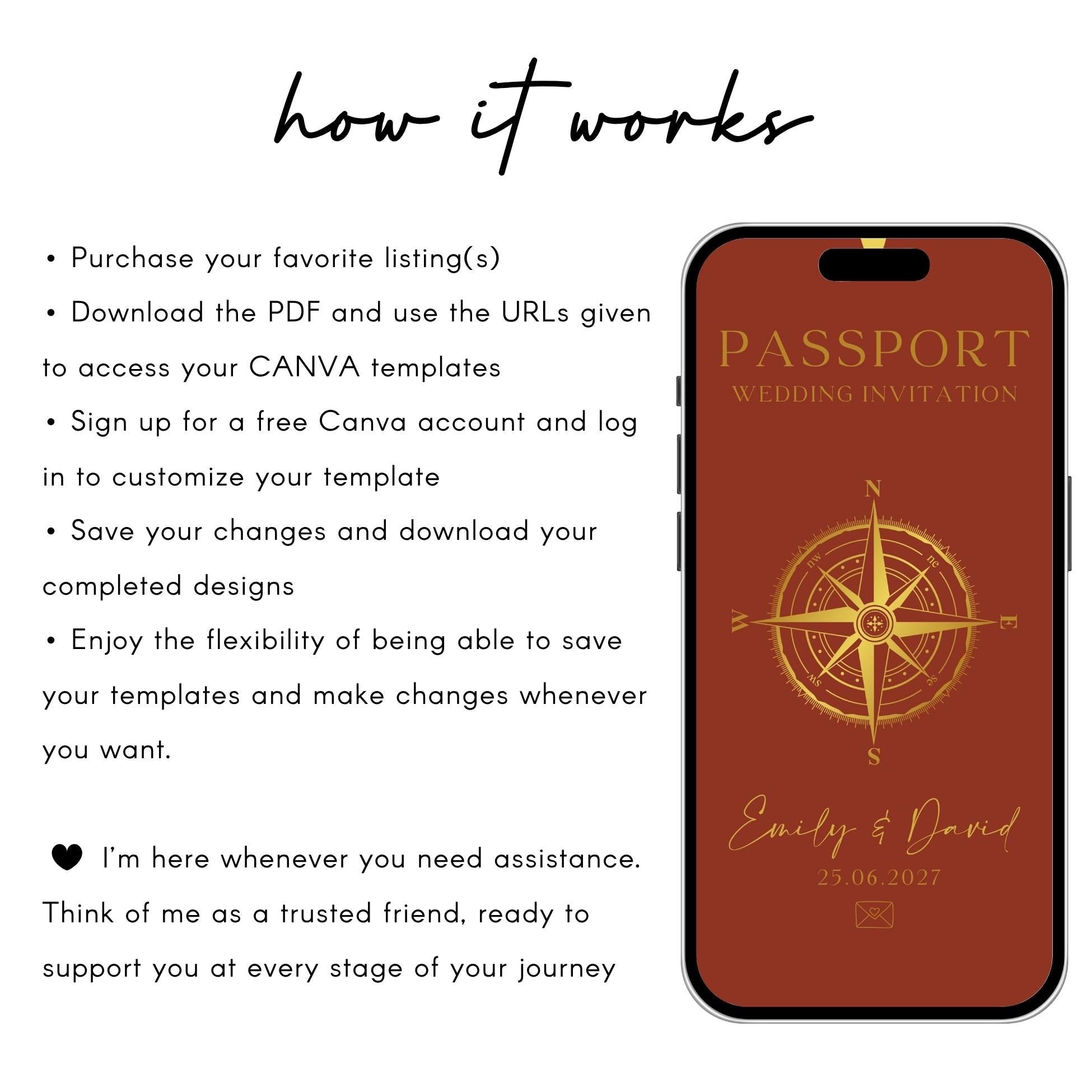 Animated Passport Wedding Invitation Template, Destination Invite (Canva Template)