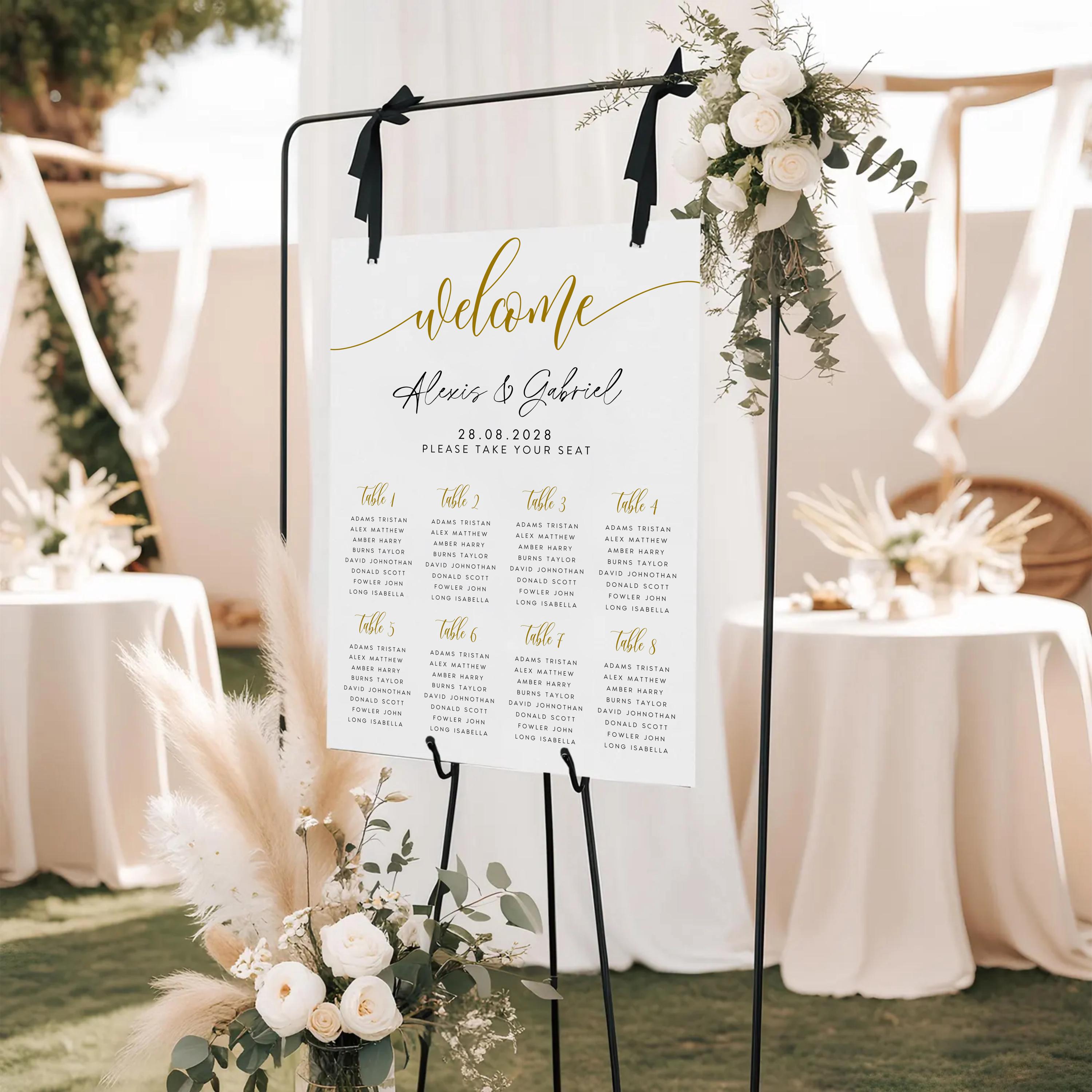 Editable Wedding Seating Chart Template: Minimalist Canva Design (Digital Download)