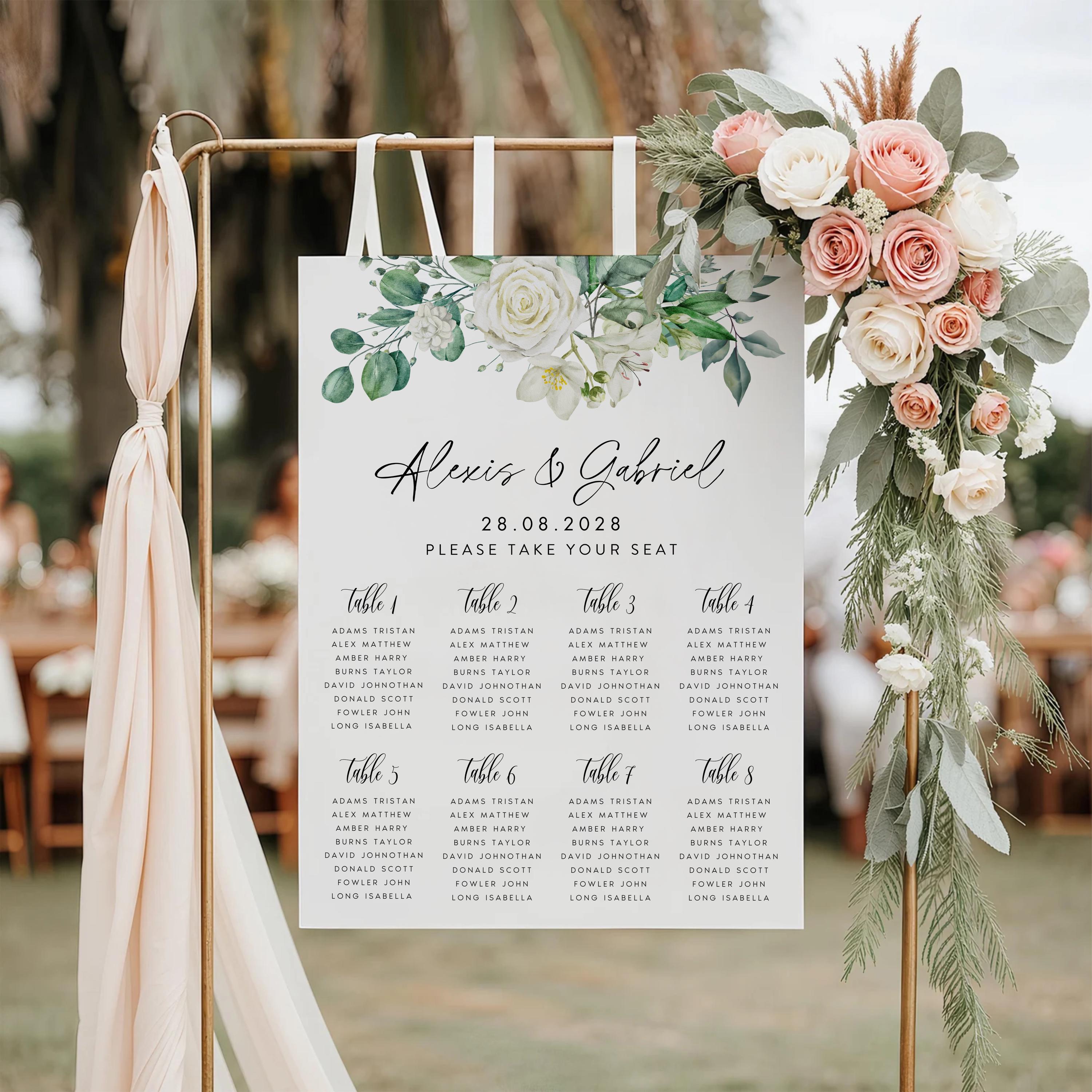 Editable Wedding Seating Chart Template: Minimalist Canva Design (Digital Download)