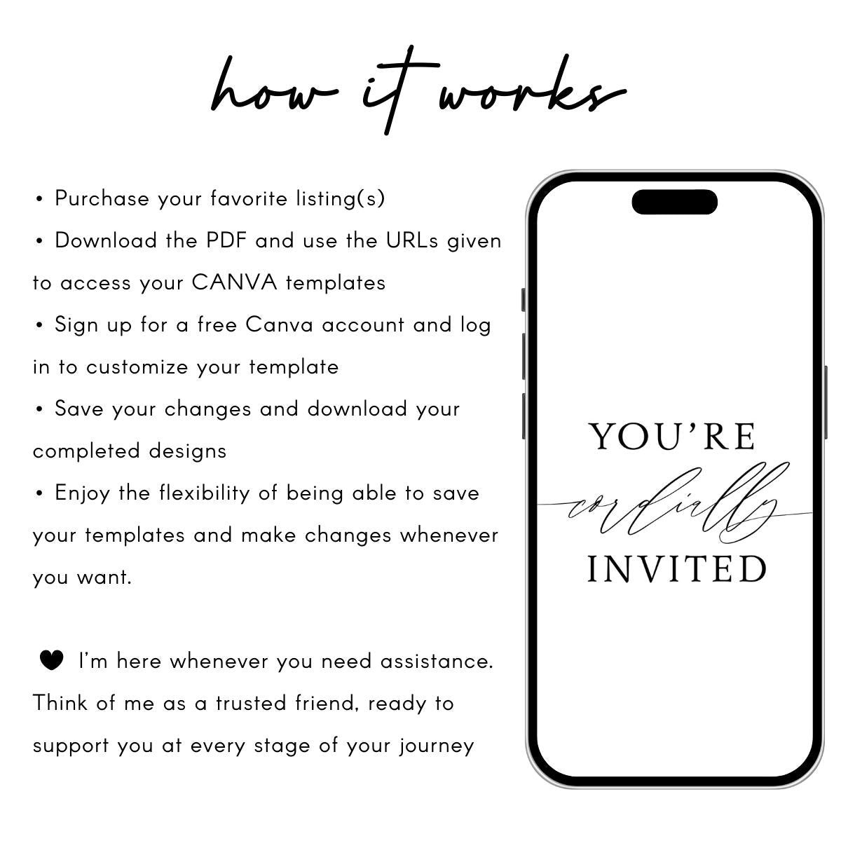 Animated Wedding Invitation Template: Minimalist Digital Phone Invite (Canva)